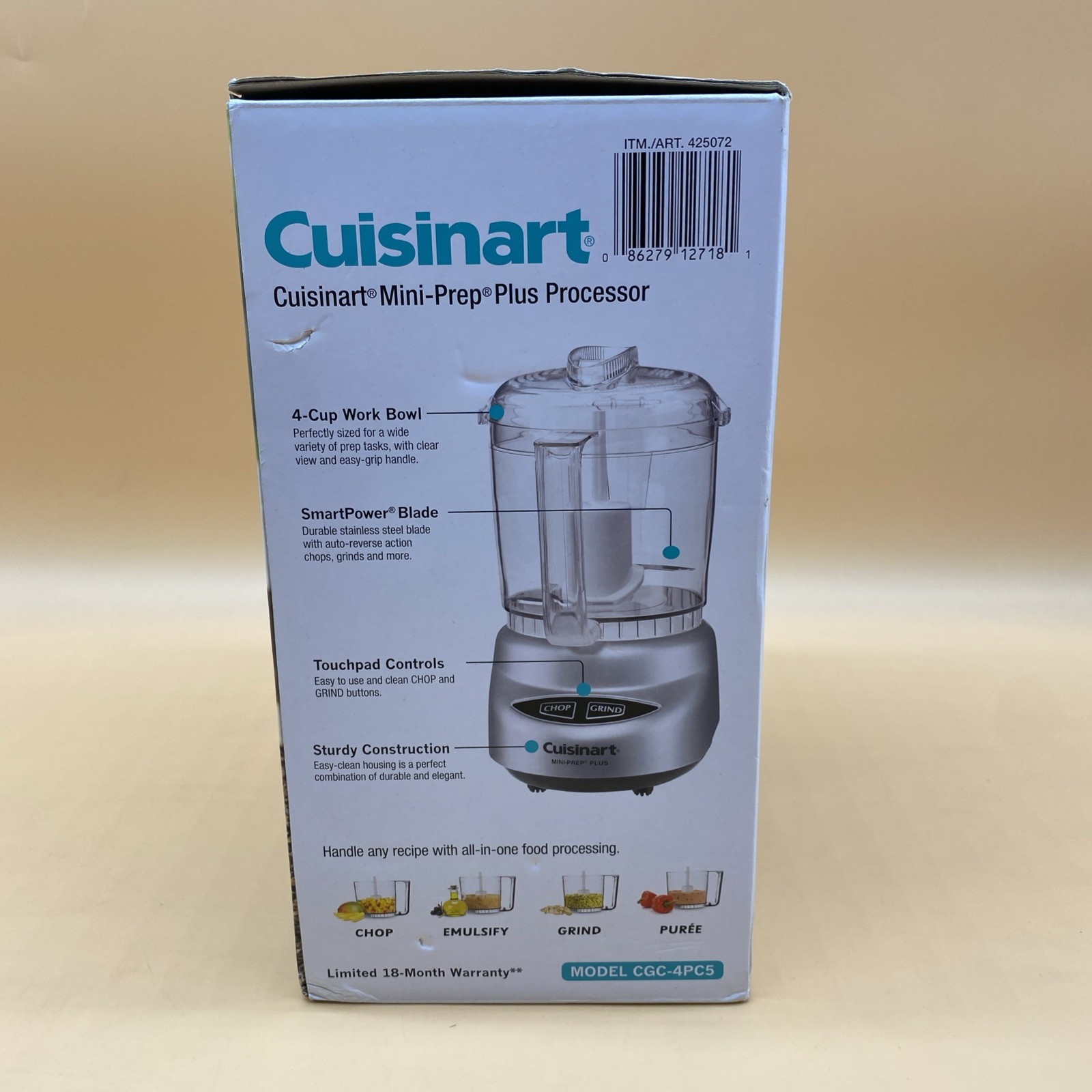 Cuisinart Mini-Prep Plus CGC-4PC5 4-Cup Stainless Steel Food Processor
