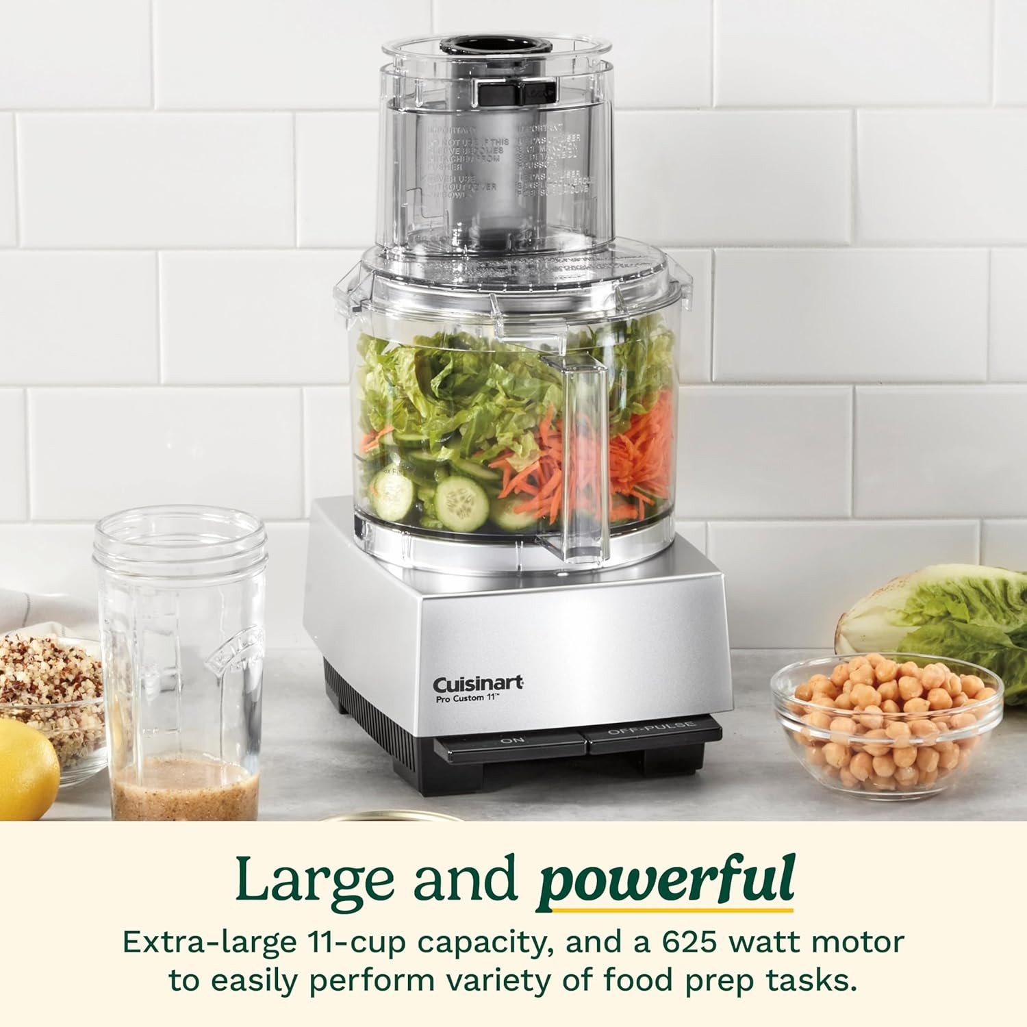 11-Cup Food Processor Slicing Shredding Discs Electric Chopper Chrome DLC-8SBCYP
