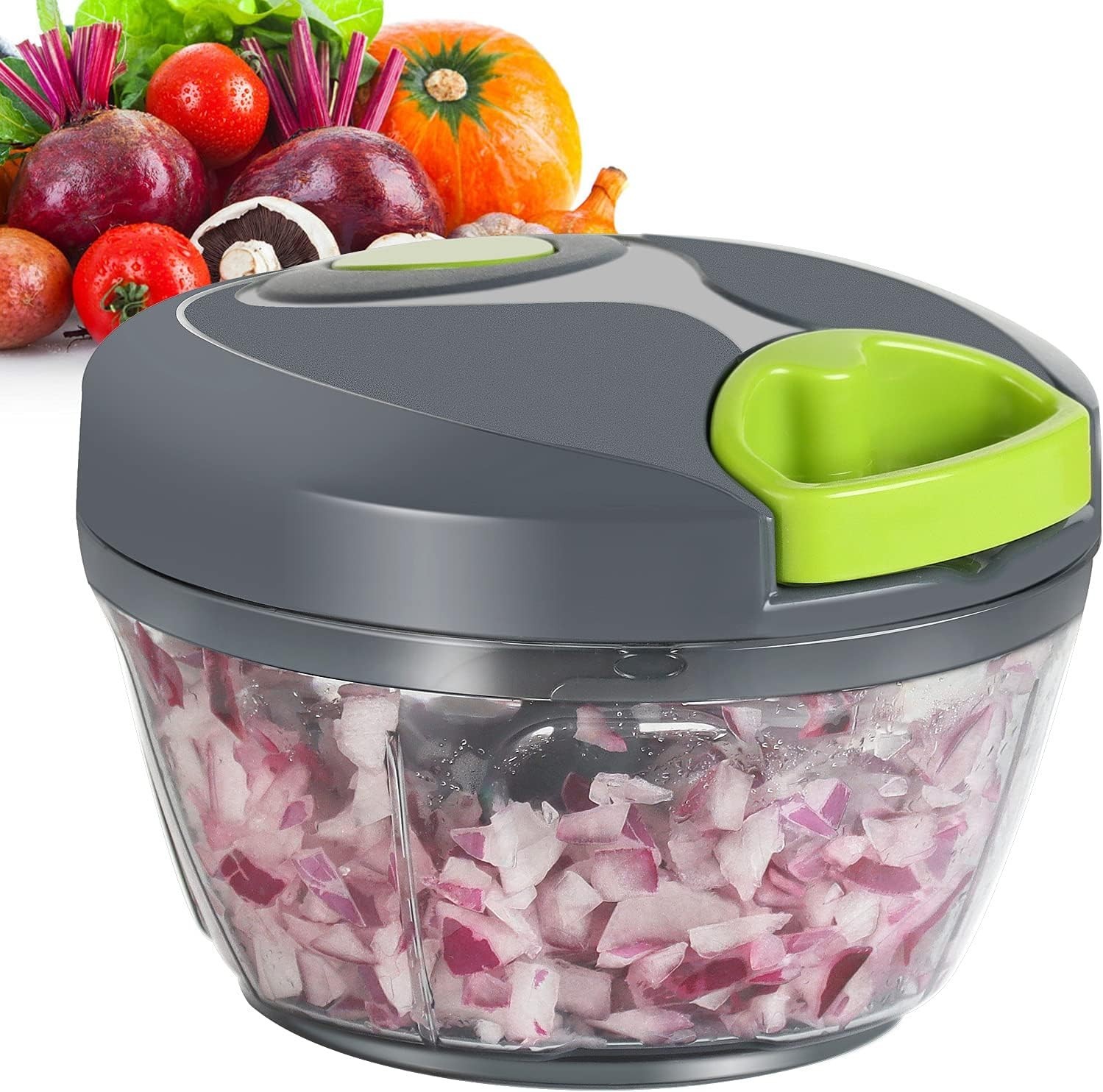 Manual Vegetable Chopper with Stainless Steel Blades – Compact & Dishwasher Safe
