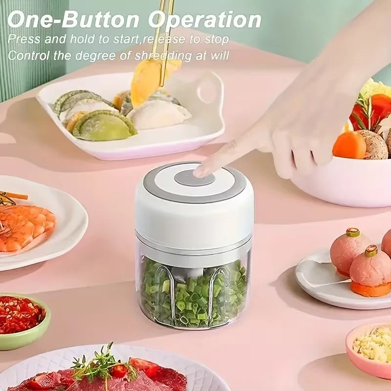 Electric Mini Food Processor Grinder Blender Plastic Bowl Meat Vegetable Herb