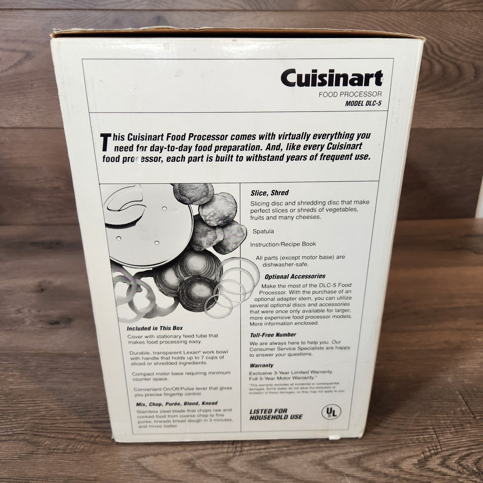 Vintage NEW Cuisinart 7 Cup Classic Food Processor Model DLC-5