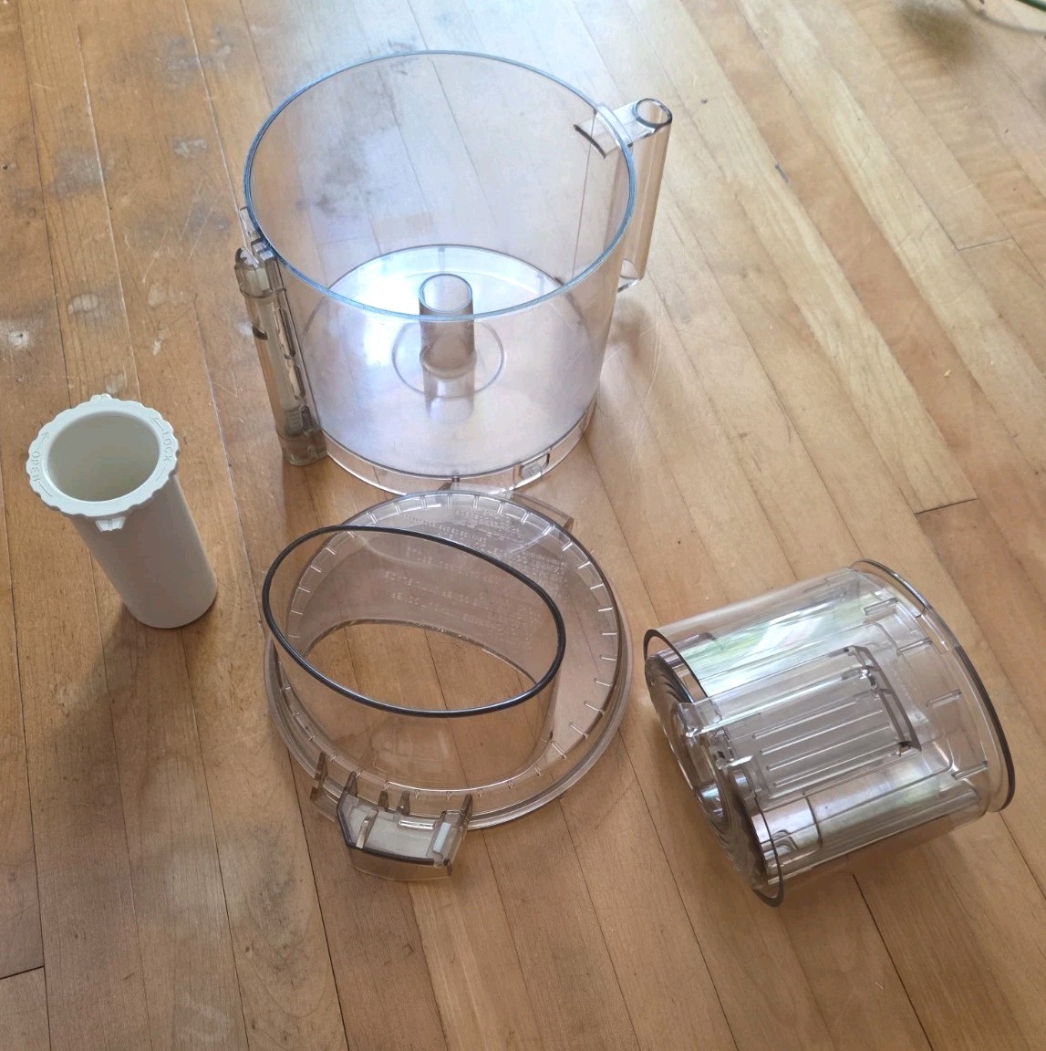 Cuisinart Food Processor DLC-8 Lid Chute Pusher Parts DLC-877B & Bowl AMBER