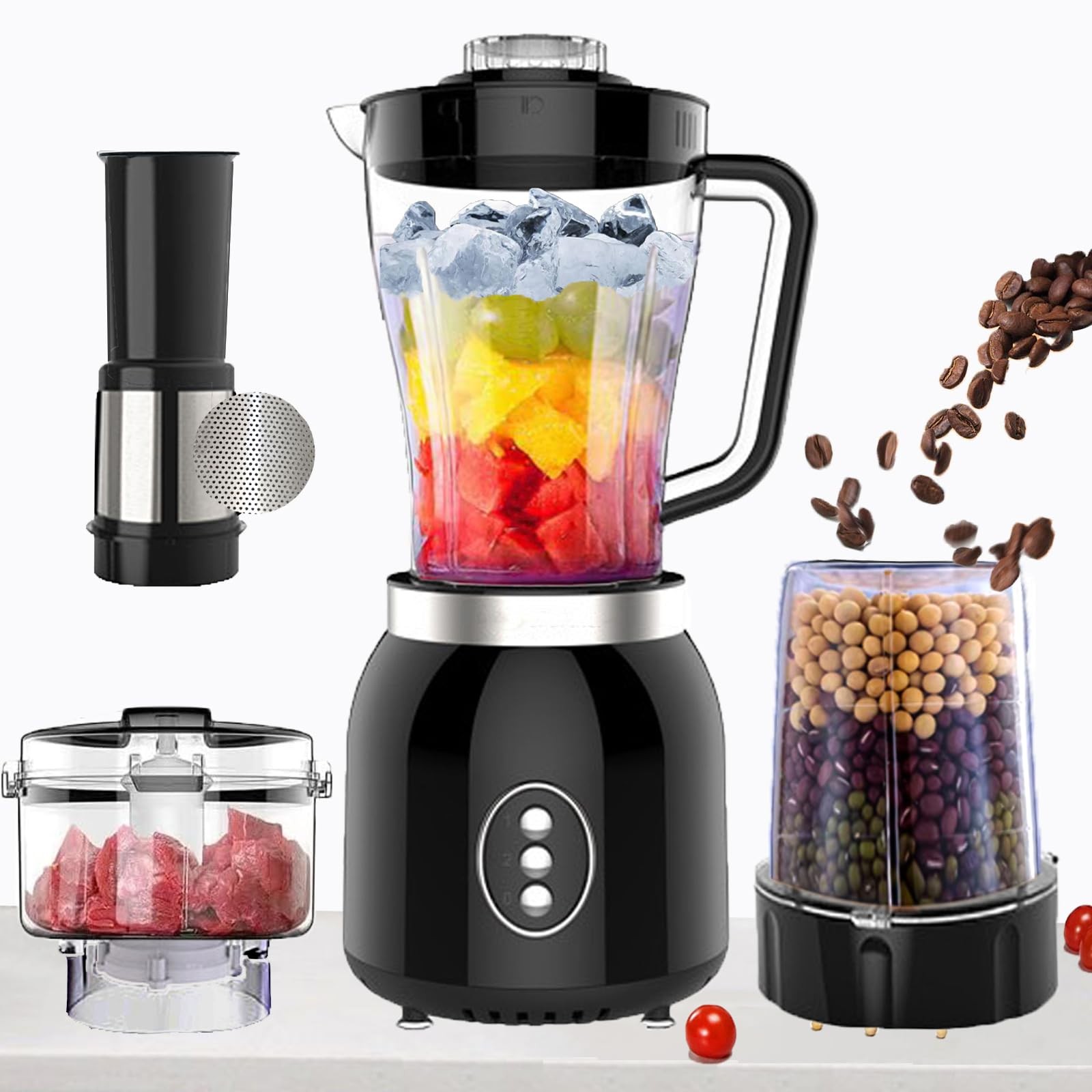 Grinder Blender and Food Processor for Kitchen, 4 Functions for Shakes and Sm…