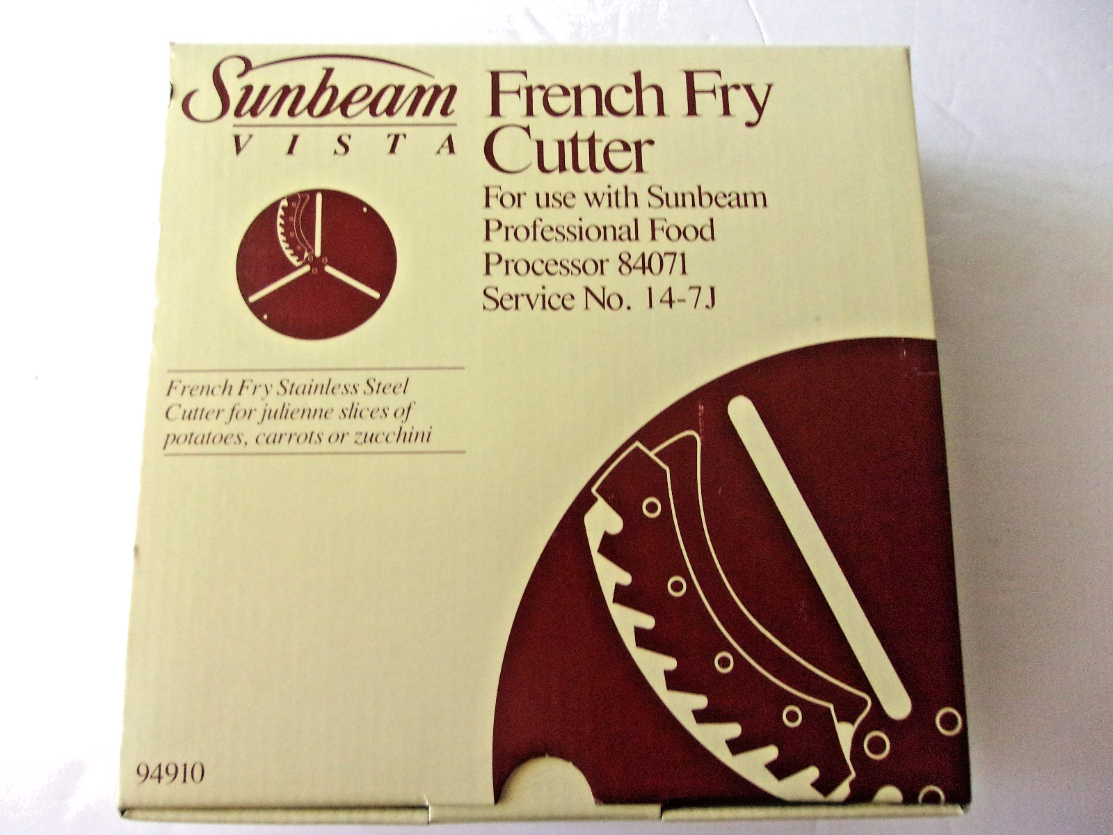 SUNBEAM VISTA FOOD PROCESSOR FRENCH FRY CUTTER BLADE NEW IN BOX