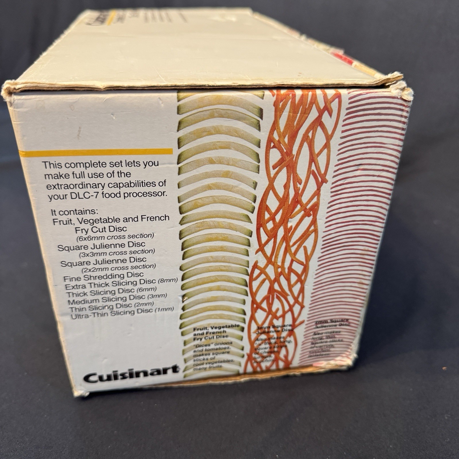 Complete Set of 9 Cuisinart DLC-7 Discs w/ original Box DLC-070 + 1 Extra Blade