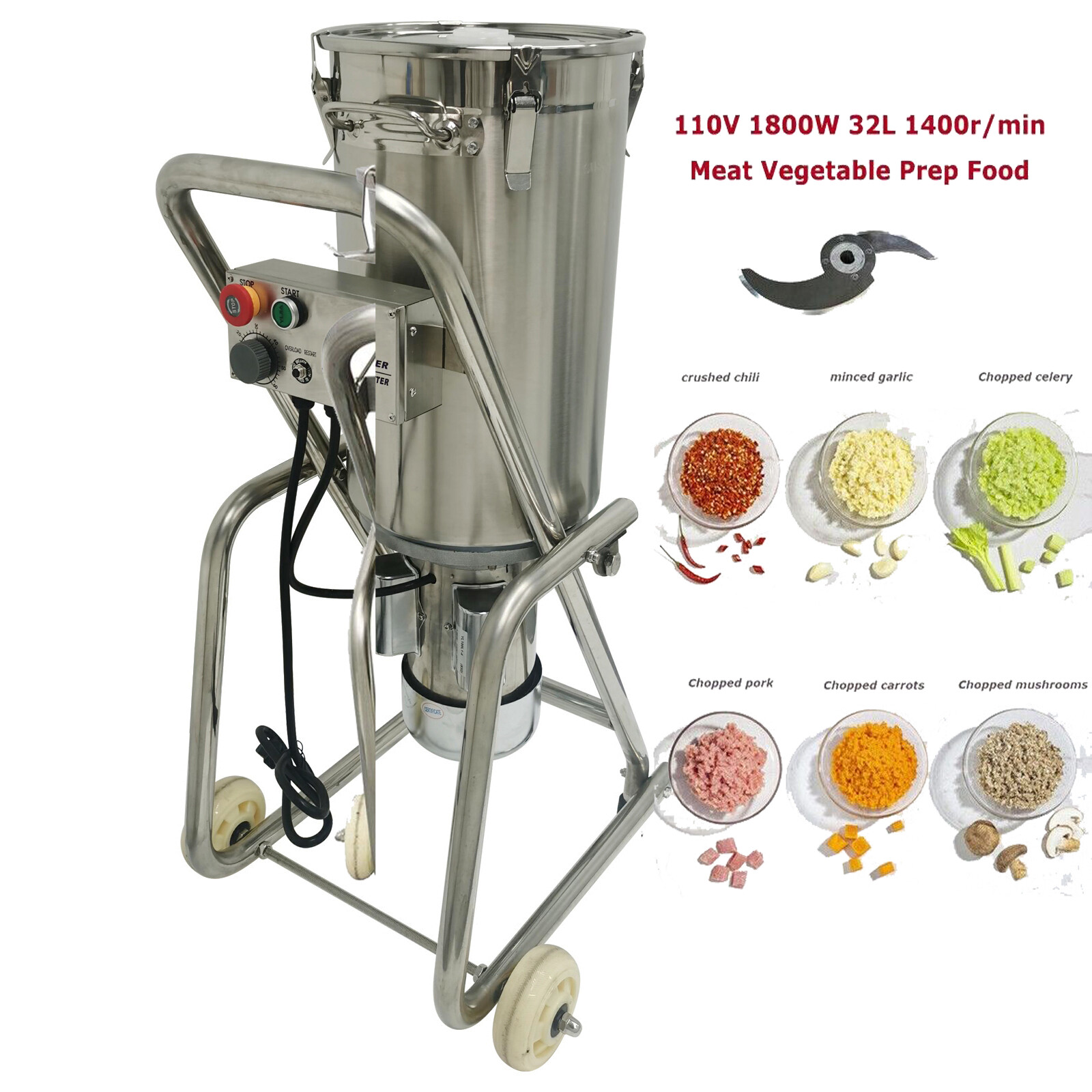 32L Food Processor 110V Food Chopper Cutter Medicinal Chopper Grinder Processor