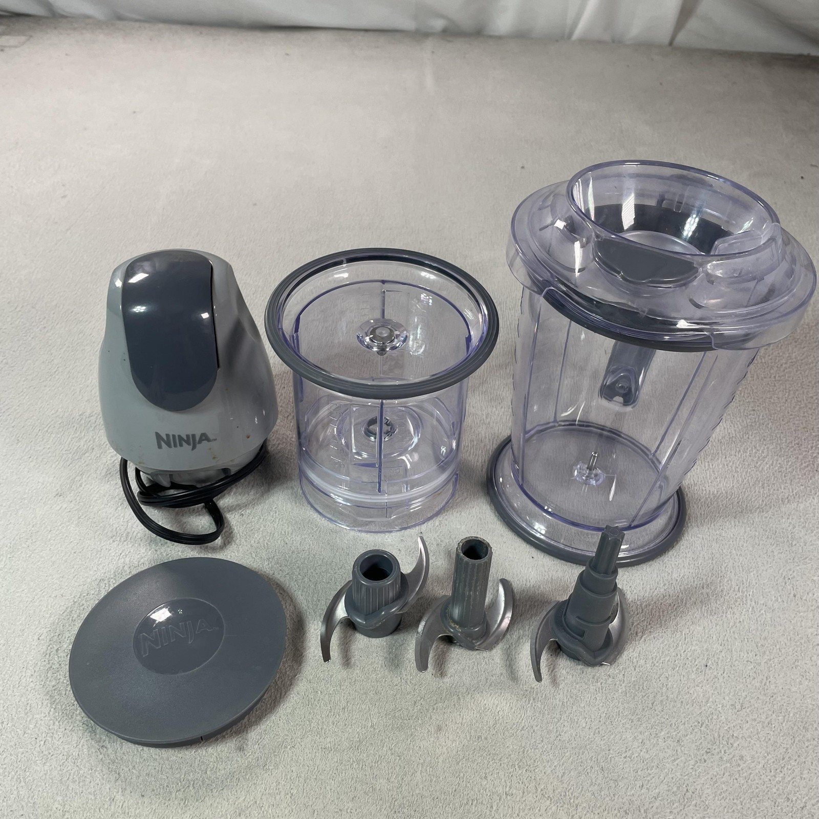 Ninja Mini Food Processor Gray Pitcher Bowl Lids Blades Electric Set QB900B
