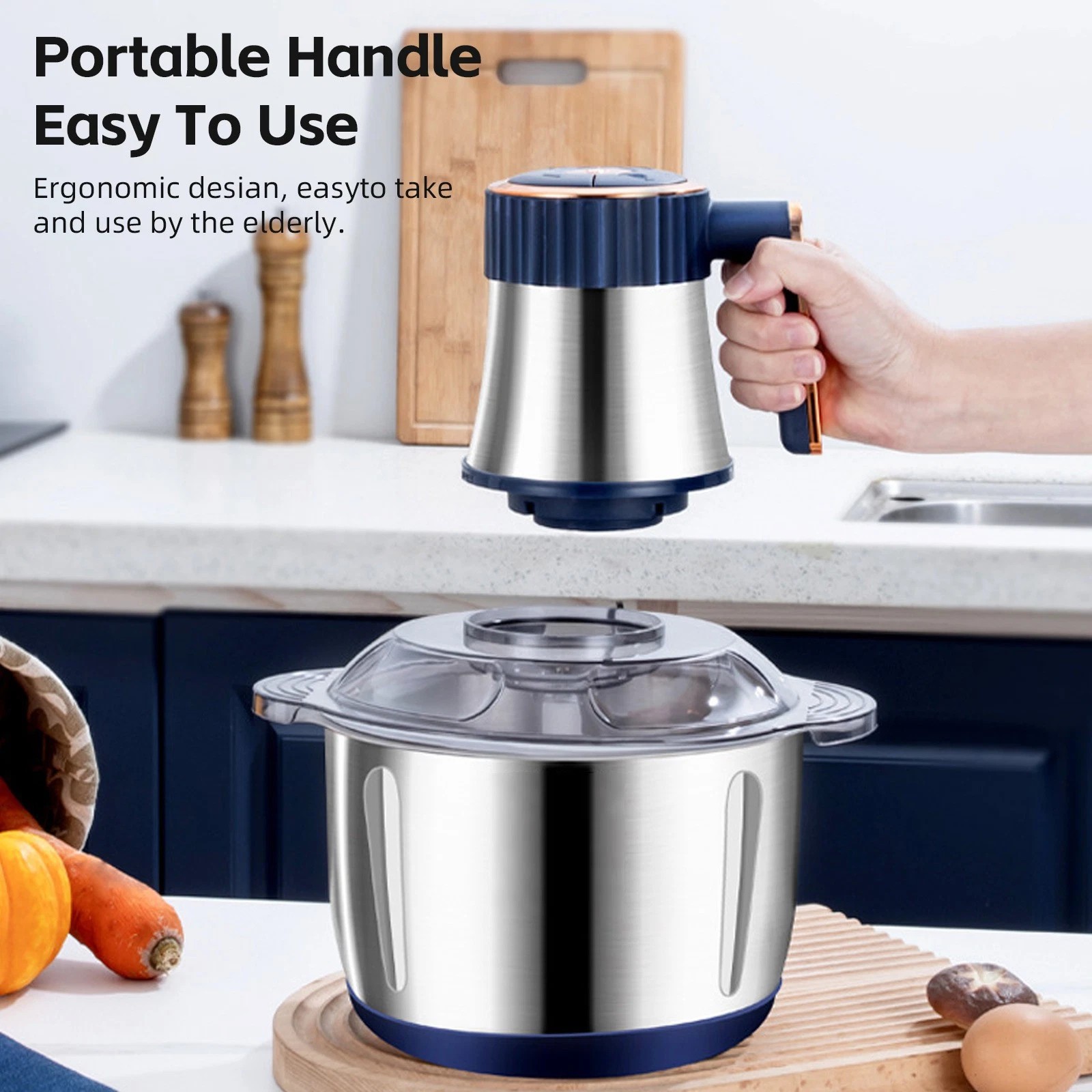 500W Electric Food Vege Chopper Food Processor Kitchen Meat Grinder Mixer 5L US
