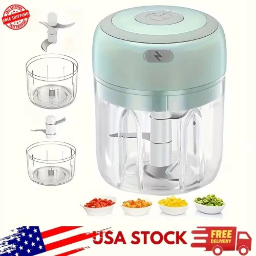 Electric Mini Food Processor Grinder Blender Plastic Bowl Meat Vegetable Herb