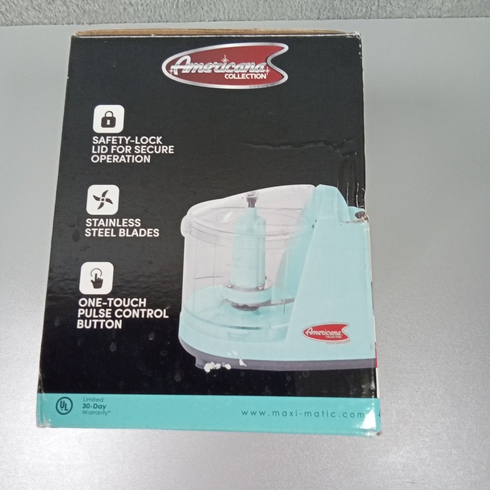 Americana Collection 1.5 Cup Mini Food Chopper Mint Blue EMC-001BL Elite Gourmet