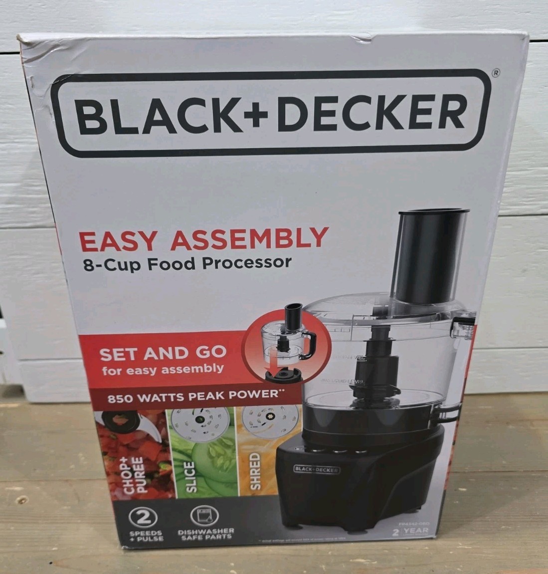 BLACK+DECKER Easy Assembly 8-Cup Food Processor, Black, FP4200B, New Sealed Box