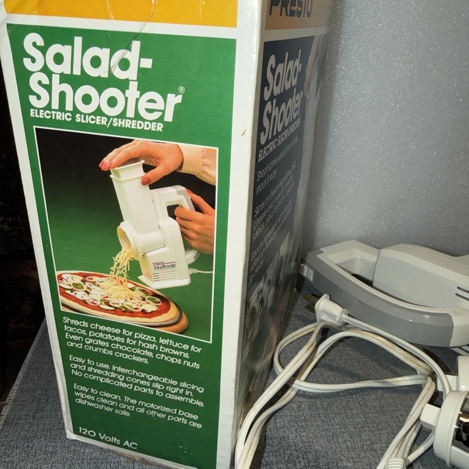 Presto Salad Shooter Electric Slicer Shredder w/ Attachments Box Manual Tested