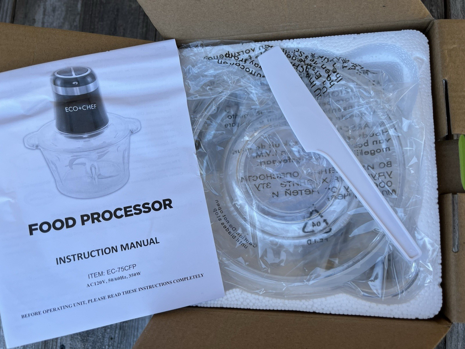 ECO + CHEF 7.5 CUP GLASS BOWL FOOD PROCESSOR Grind Chop Emulsify Purée NEW