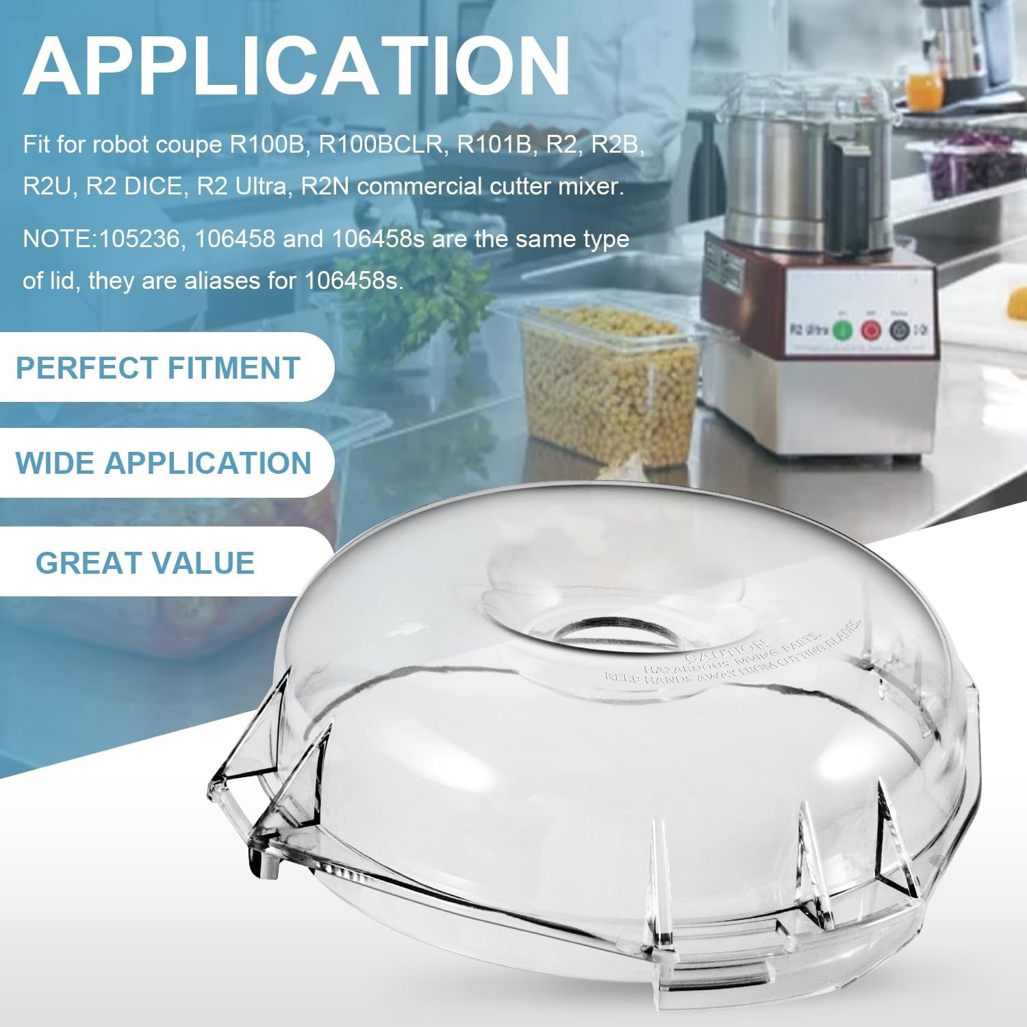 106458S Cutter Bowl Lid for Robot Coupe R100B, R100BCLR, R101B, R2, R2B, R2U R2N