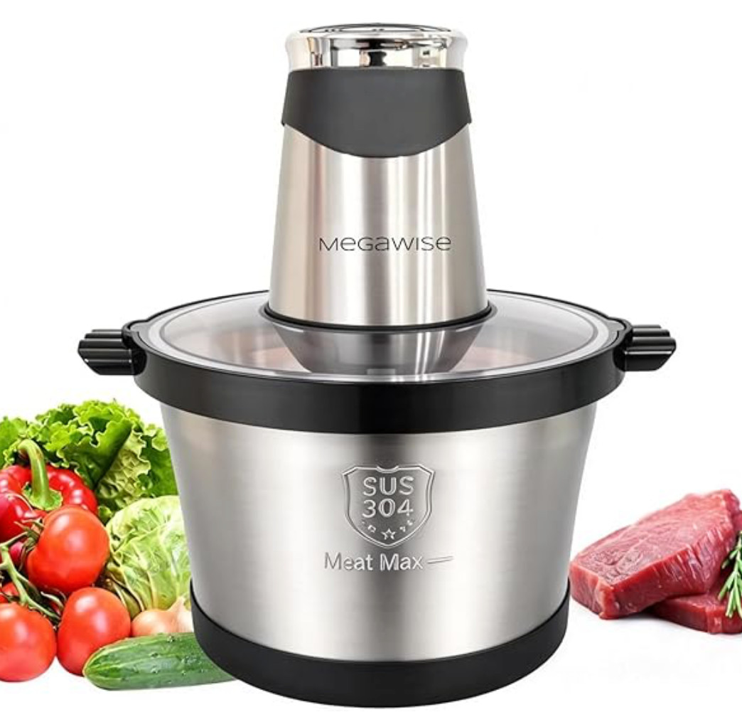 Powerful 1000W Electric Food Processor 6L Stainless Steel Bowl Dual-Speed Meat G