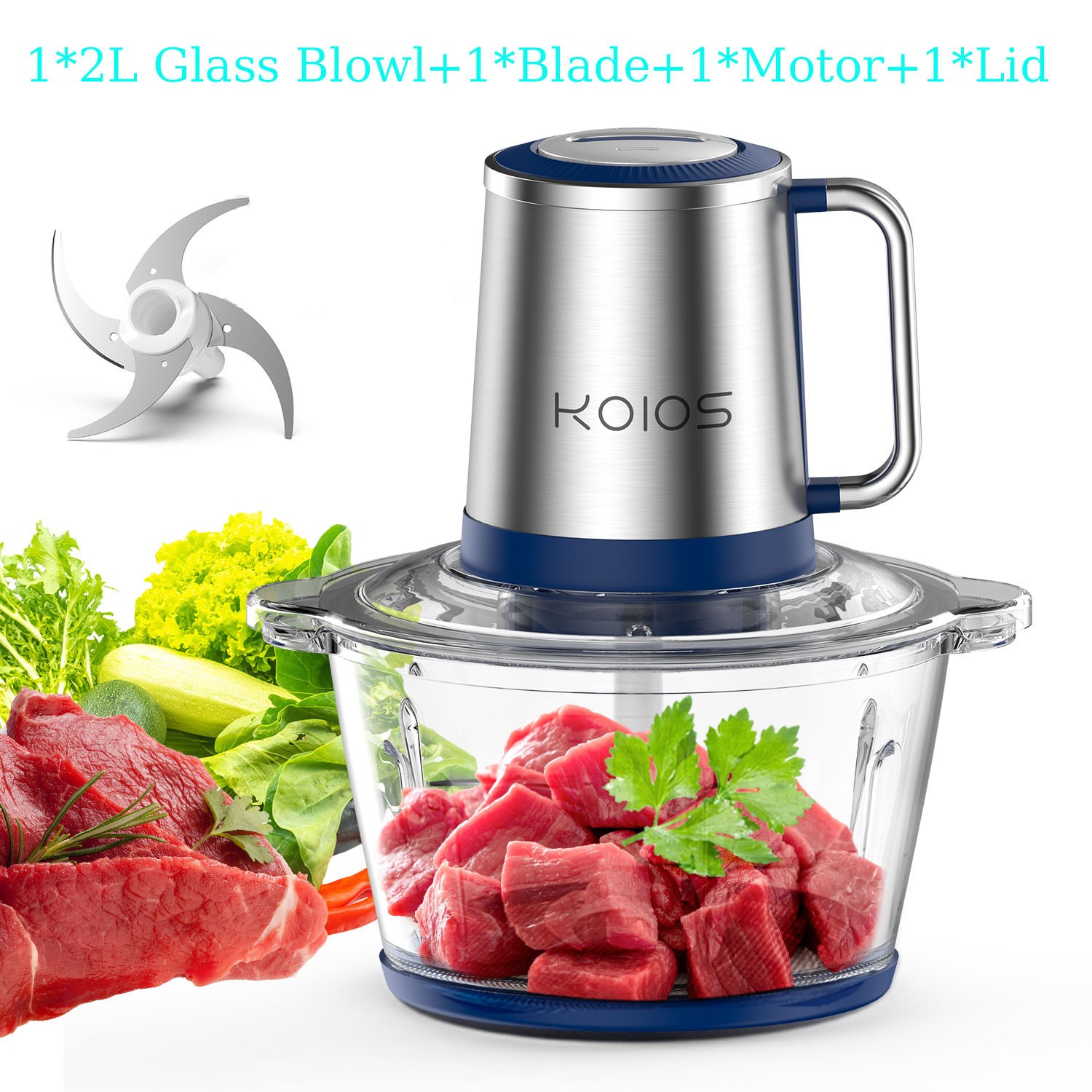2L Electric Meat Grinder Food Processor Fruits Blender Veg Chopper Sausage Maker