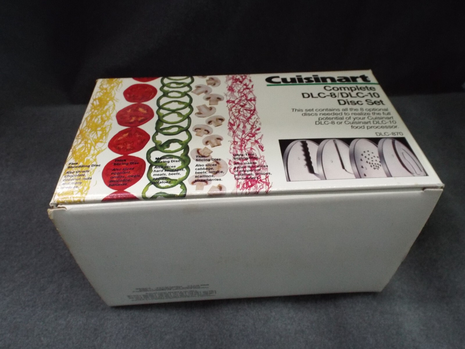 NOS Cuisinart DLC-8-10 Food Processor Disc Set Blades Attachment Book Vintage 80