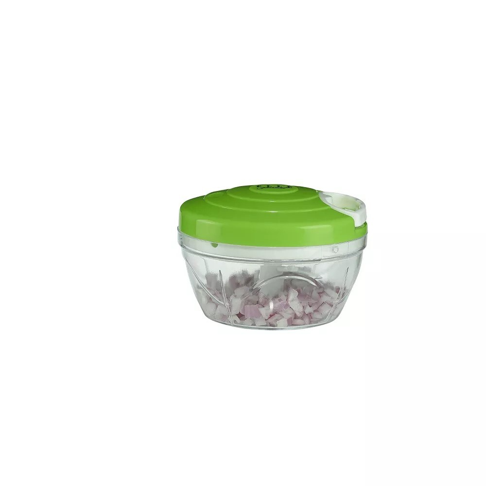 2-Cup Manual Mini Food Processor, 500ml Pull-Cord Chopper with 3 Blades