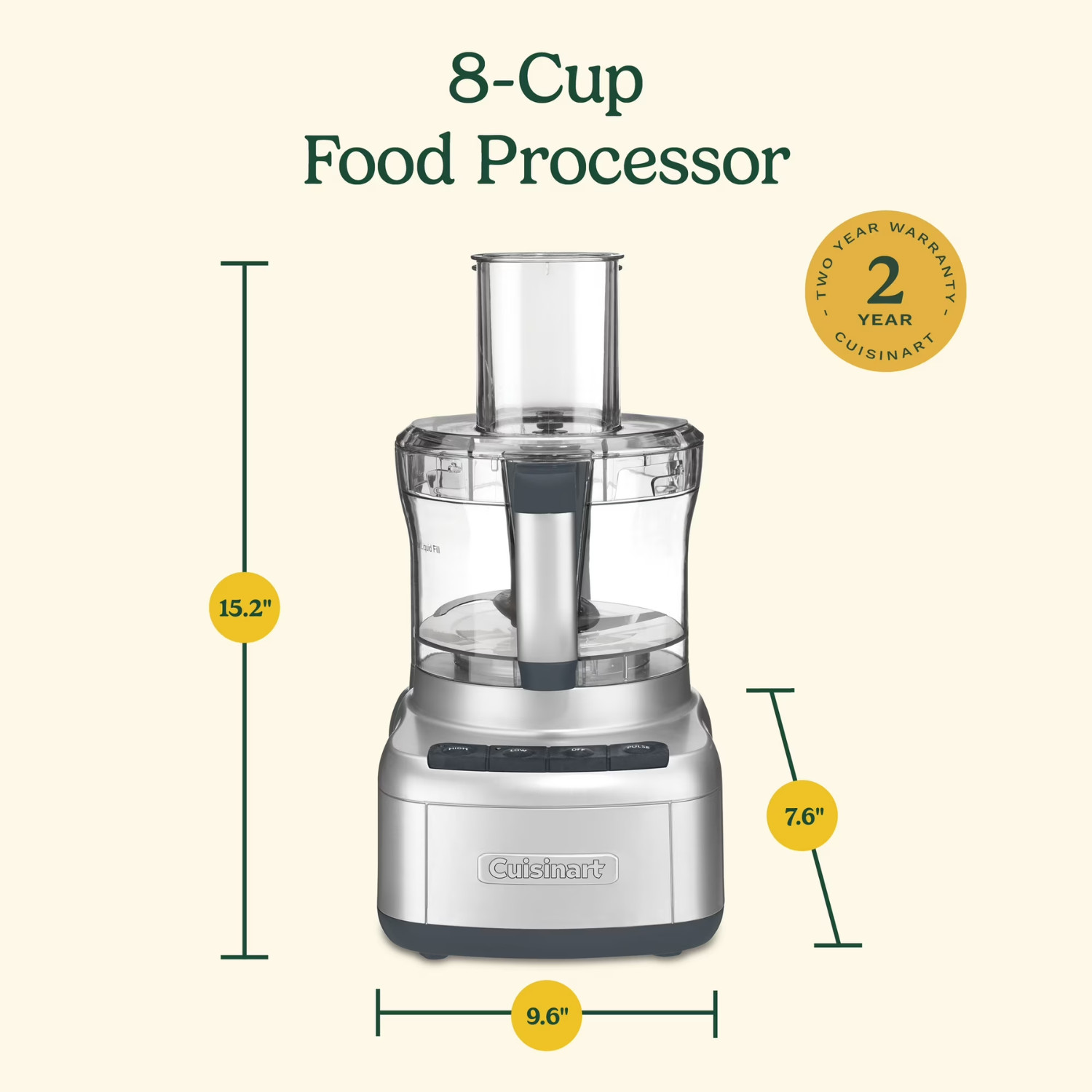 Cuisinart Elemental 8-Cup Food Processor Silver Kitchen Vegetable Chopper