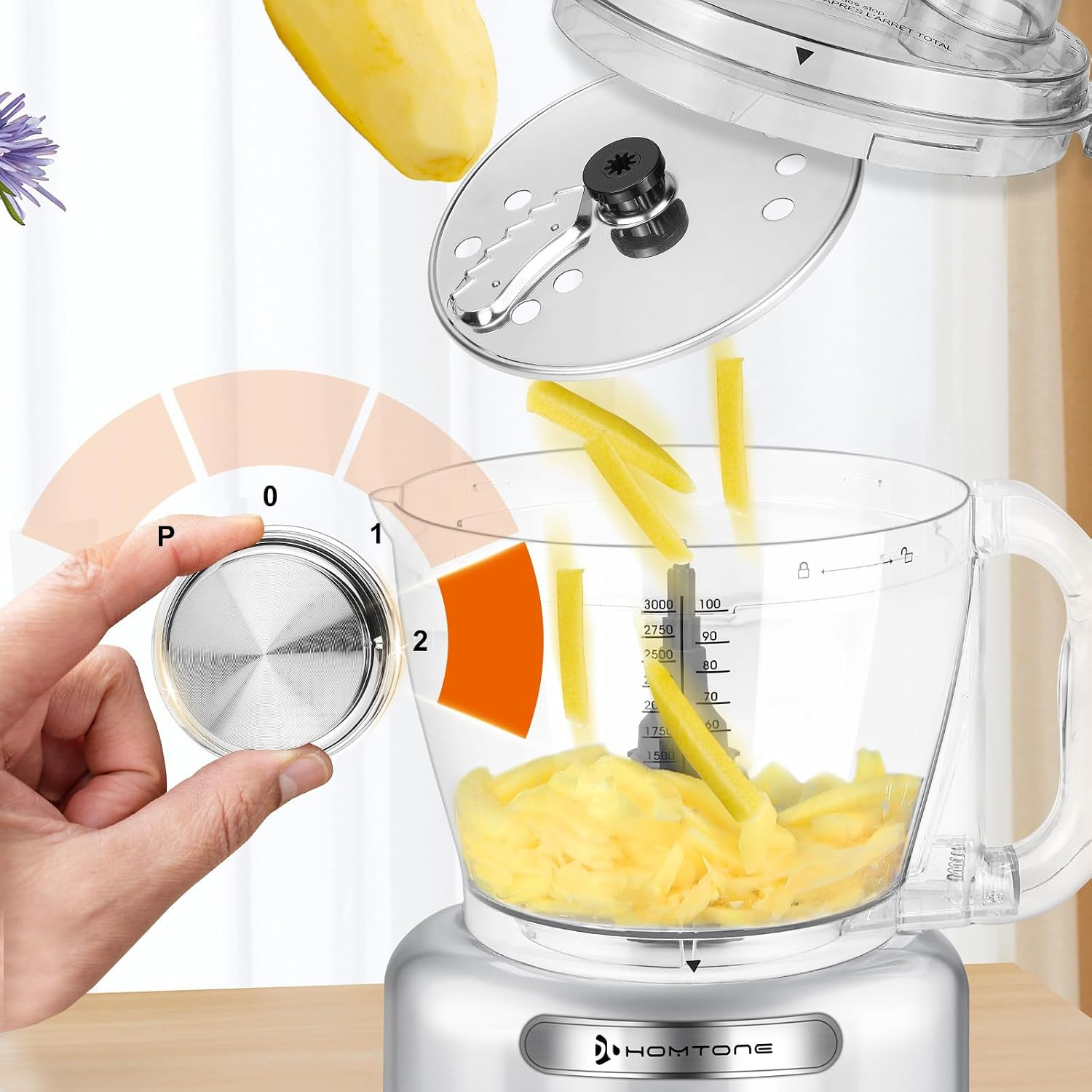 16 Cup Food Processor Large, 9-In-1 Vegetable Chopper with 7 Blades for Shreddin