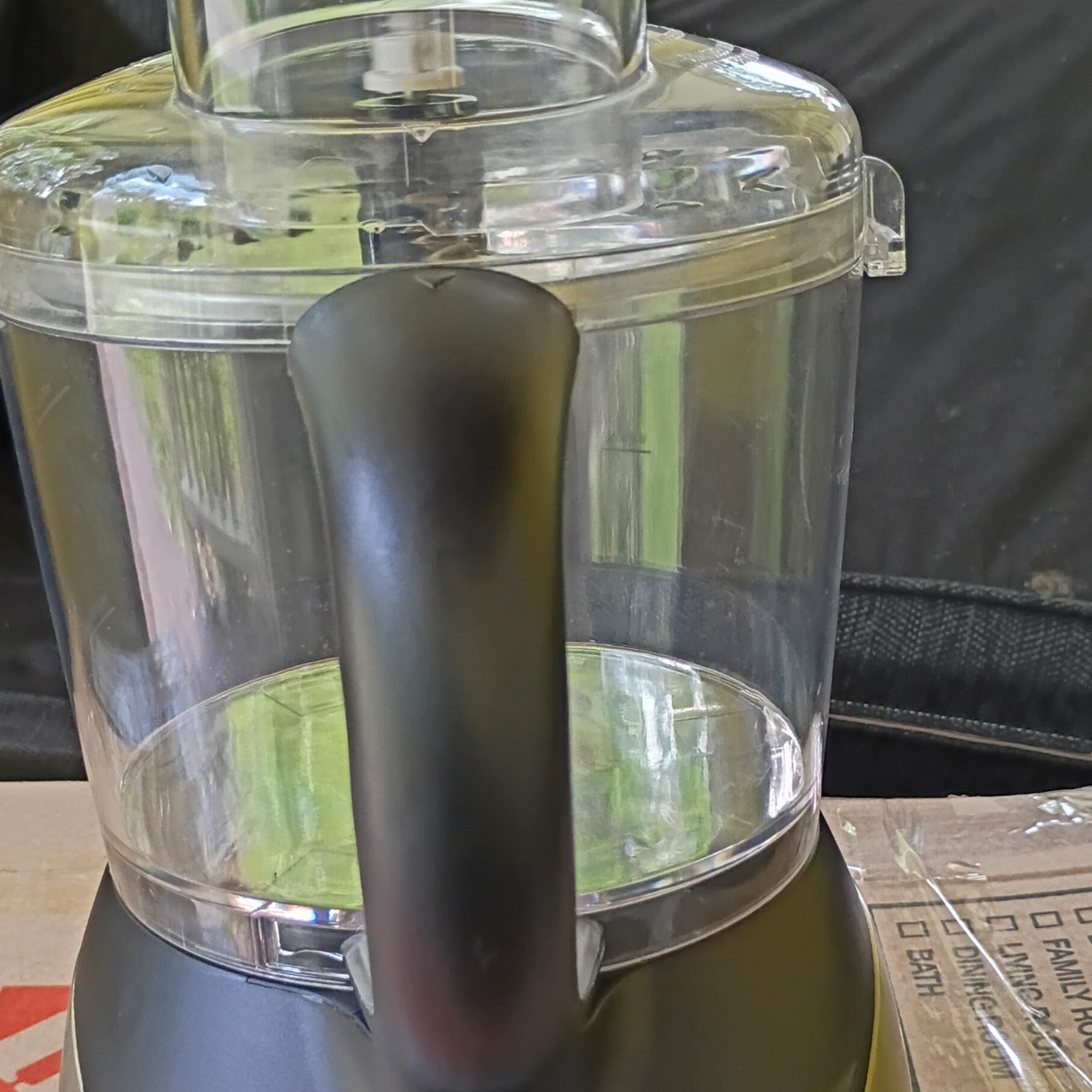 Full-Size Electric Food Processor Clear Plastic Bowl w/ Lid, Black Handle