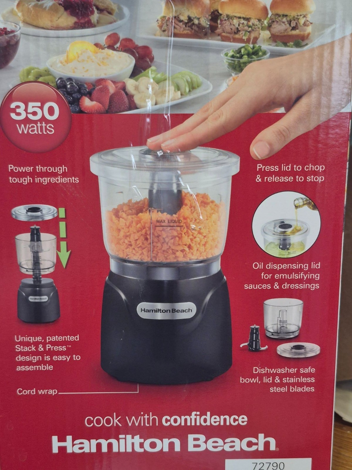 New in Box: Hamilton Beach Stack and Press Food Chopper Model: 72790 – 3 Cup