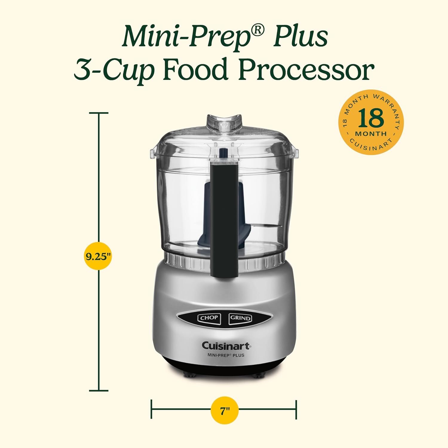 Food Processor, Mini-Prep 3 Cup, 24 Oz, Brushed Chrome and Nickel, DLC