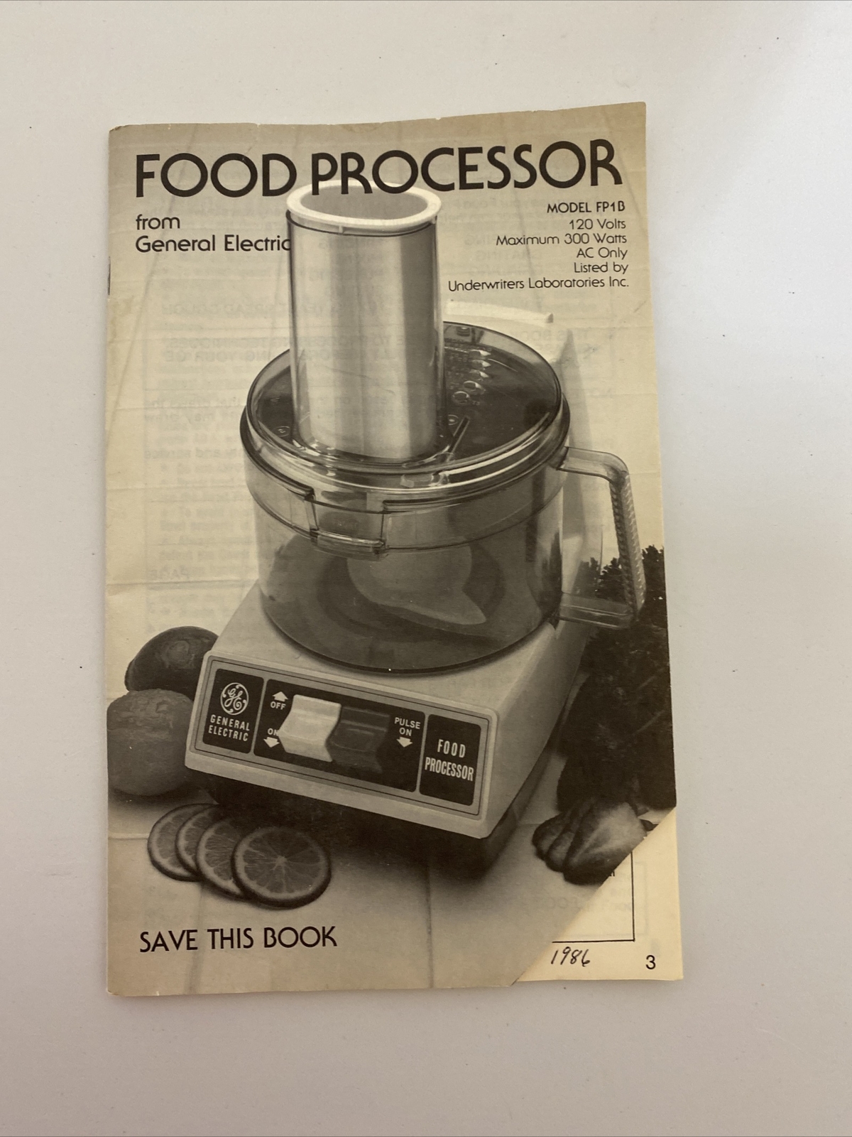 Vintage GE General Electric Food Processor Model FP1B User Manual Recipes