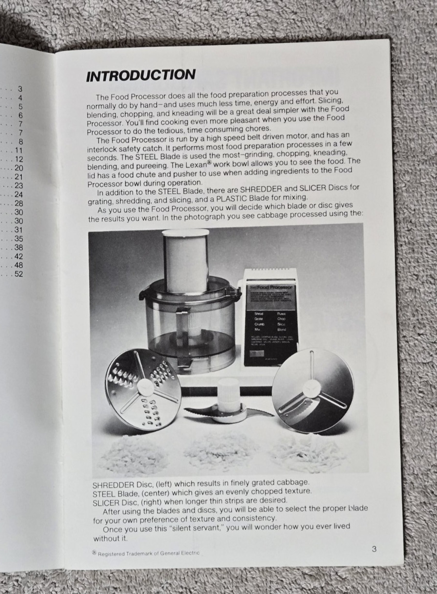 SEARS FOOD PROCESSOR MANUAL – 1977 – P/N: 3220-707-0000 – PLEASE LOOK AT PHOTOS