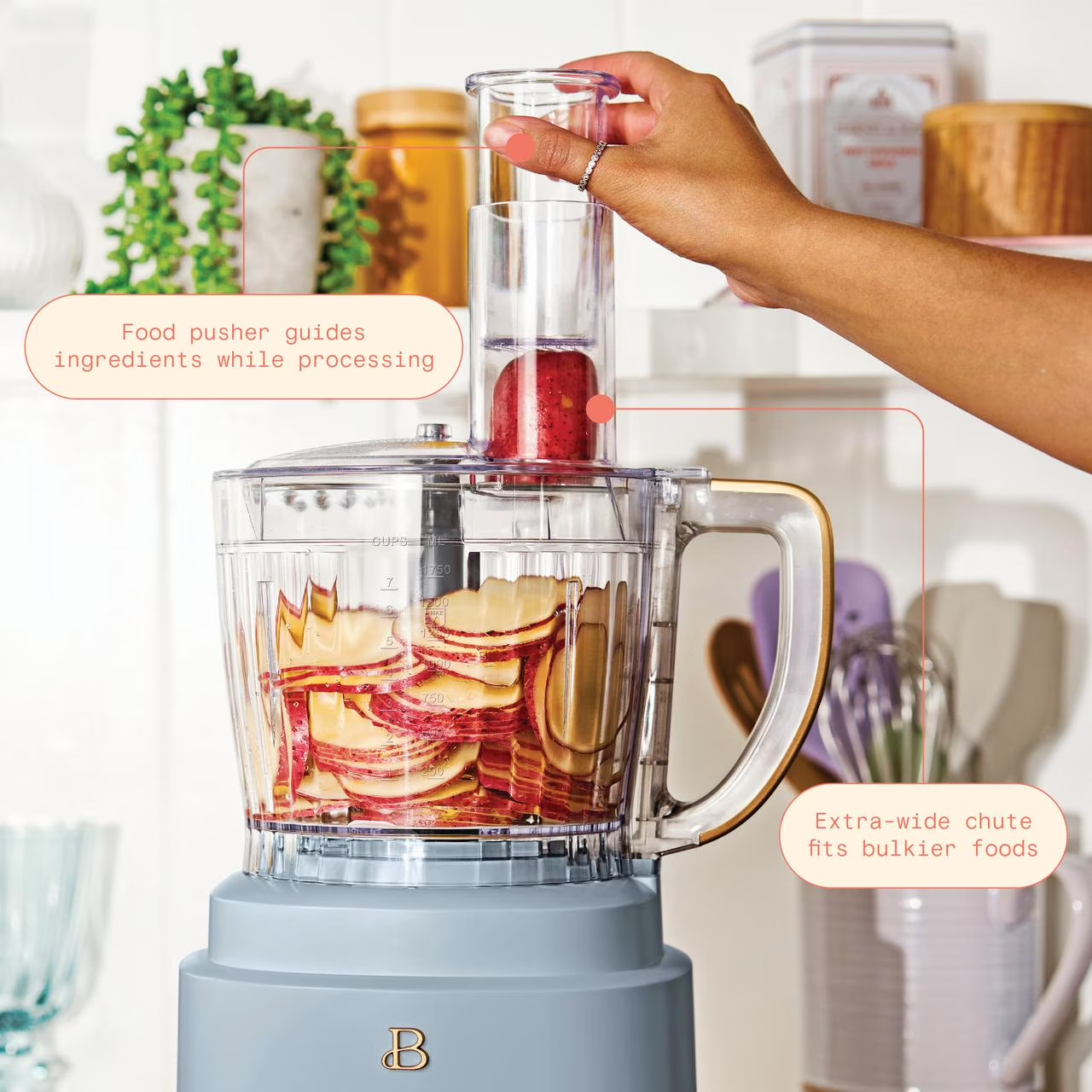 FREE SHIPPING! Beautiful 10-Cup Food Processor with Accessories, Cornflower Blue