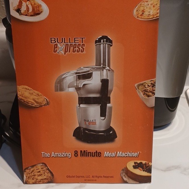 Bullet Express Food Processor Silver/Black w Bowl Lid Pusher Slicing Disc