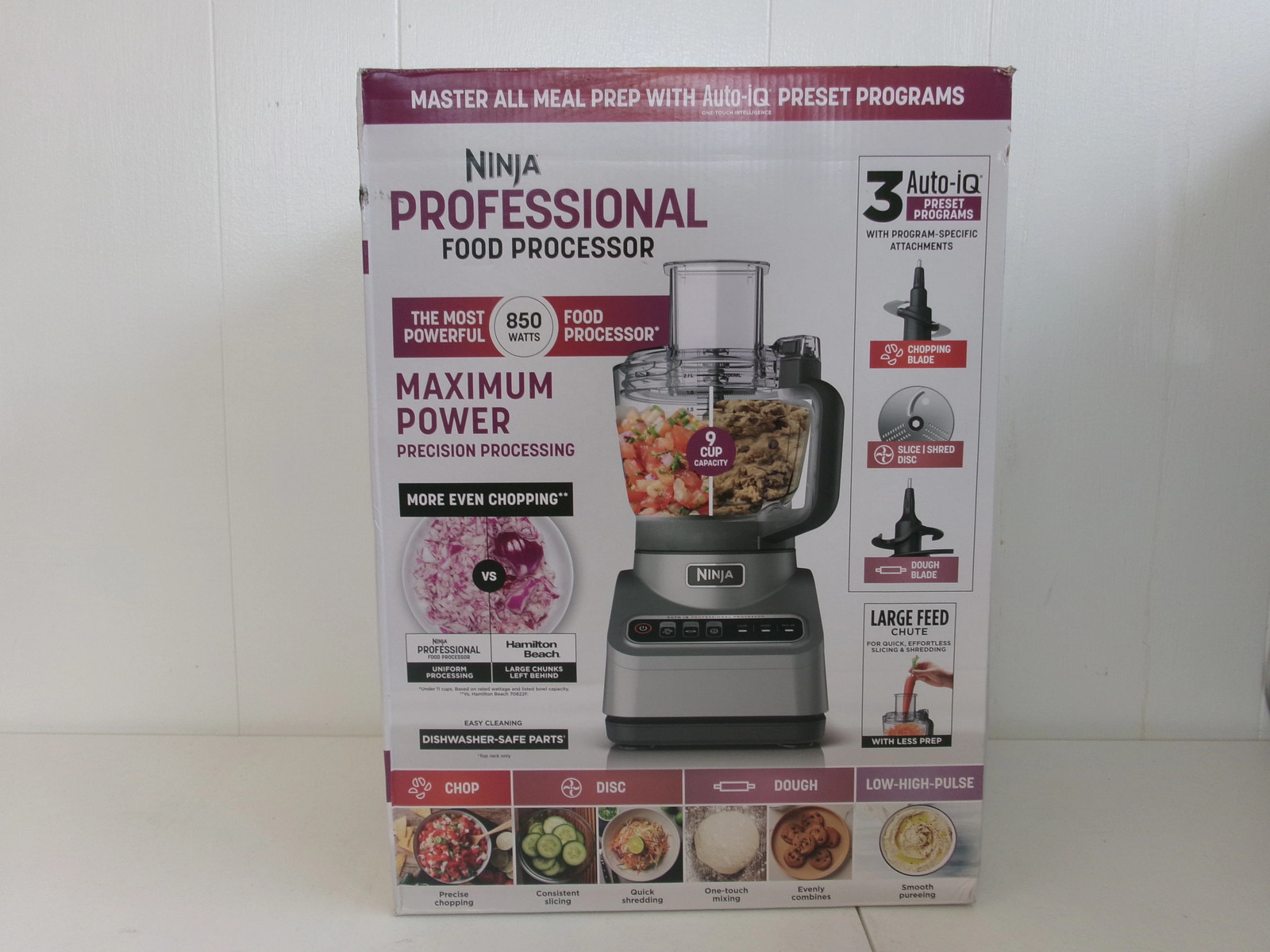 Ninja Professional Food Processor 3-Auto-IQ 9-Cup Capacity Chop/Disc/Dough