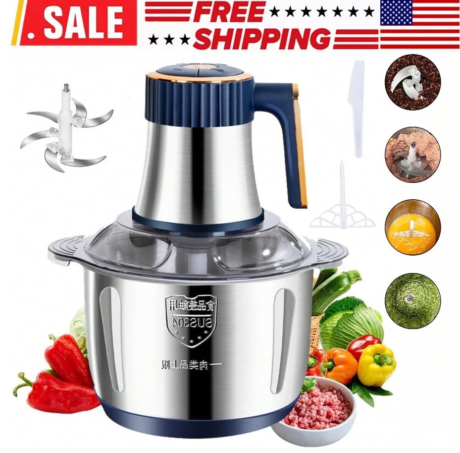 5L Electric Food Processor 500W 5 Speed Stainless Steel Meat Grinder Chopper