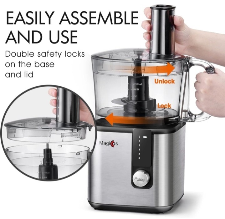 MAGICCOS FP415 8-Cup 750W Food Processor Vegetable Chopper Citrus Juicer 5 Speed