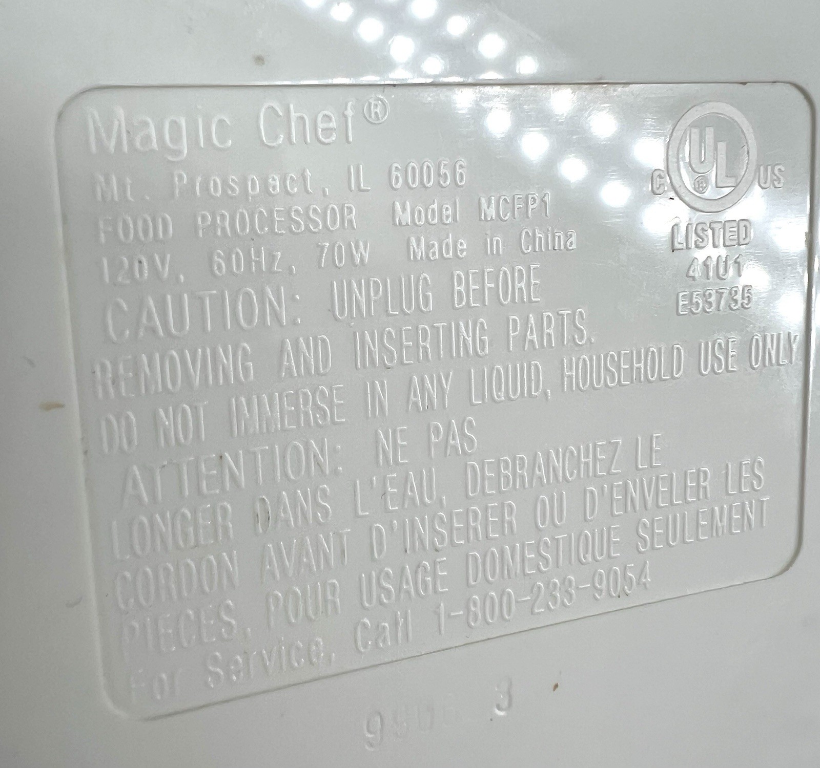 Magic Chef Mini Food Processor Model MCFP1 – Base Only