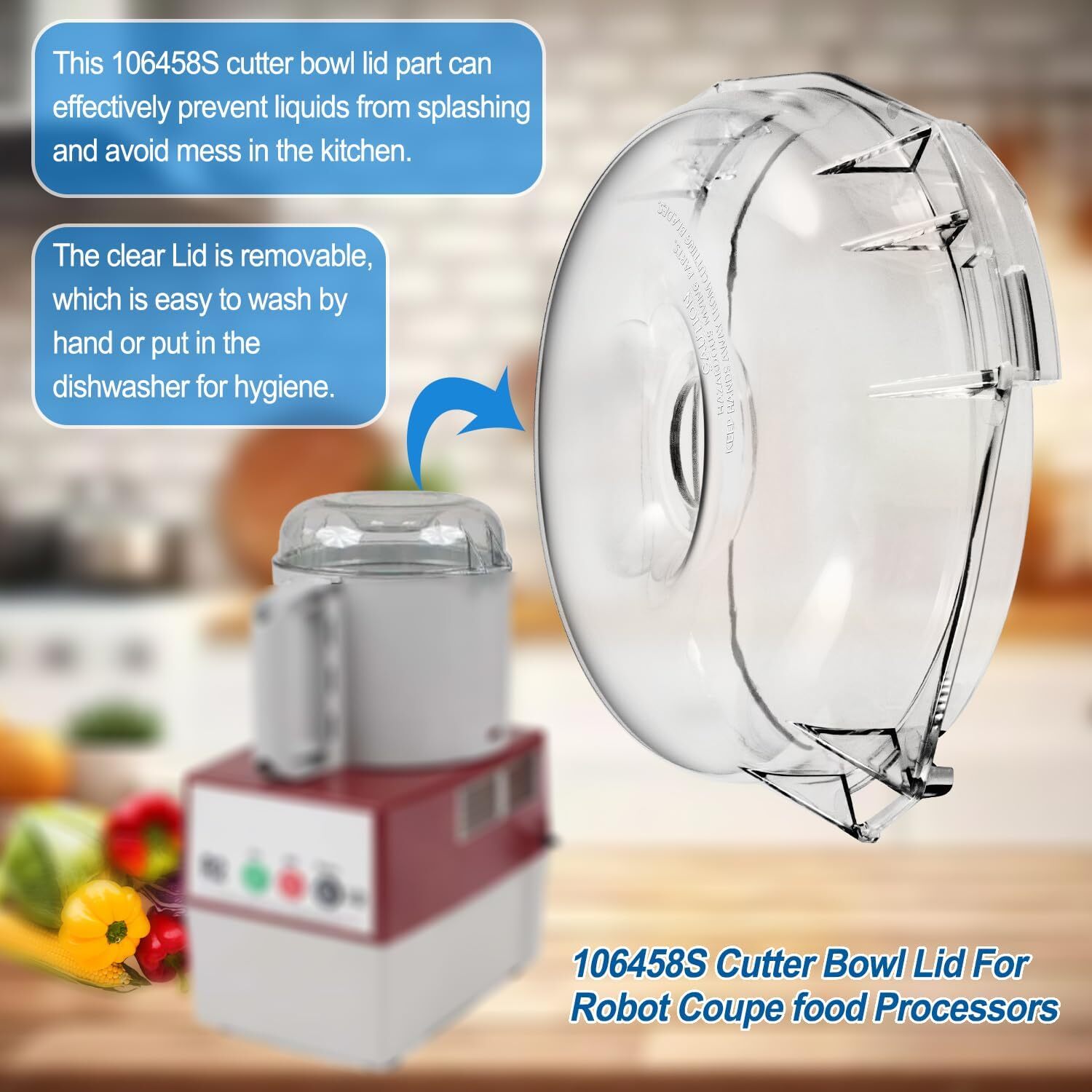 106458S Cutter Bowl Lid for Robot Coupe R100B R100BCLR R101B R2 R2B R2 Dice