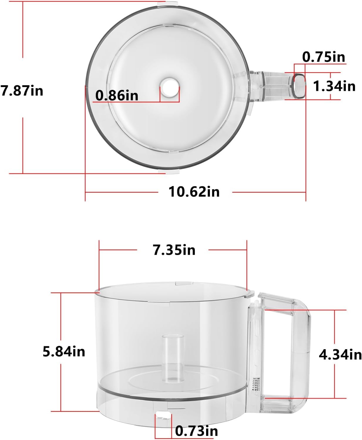 For 112203 106458S 3Qt Cutter Bowl & Lid Fits R2B R2N Series Food Processor Repl