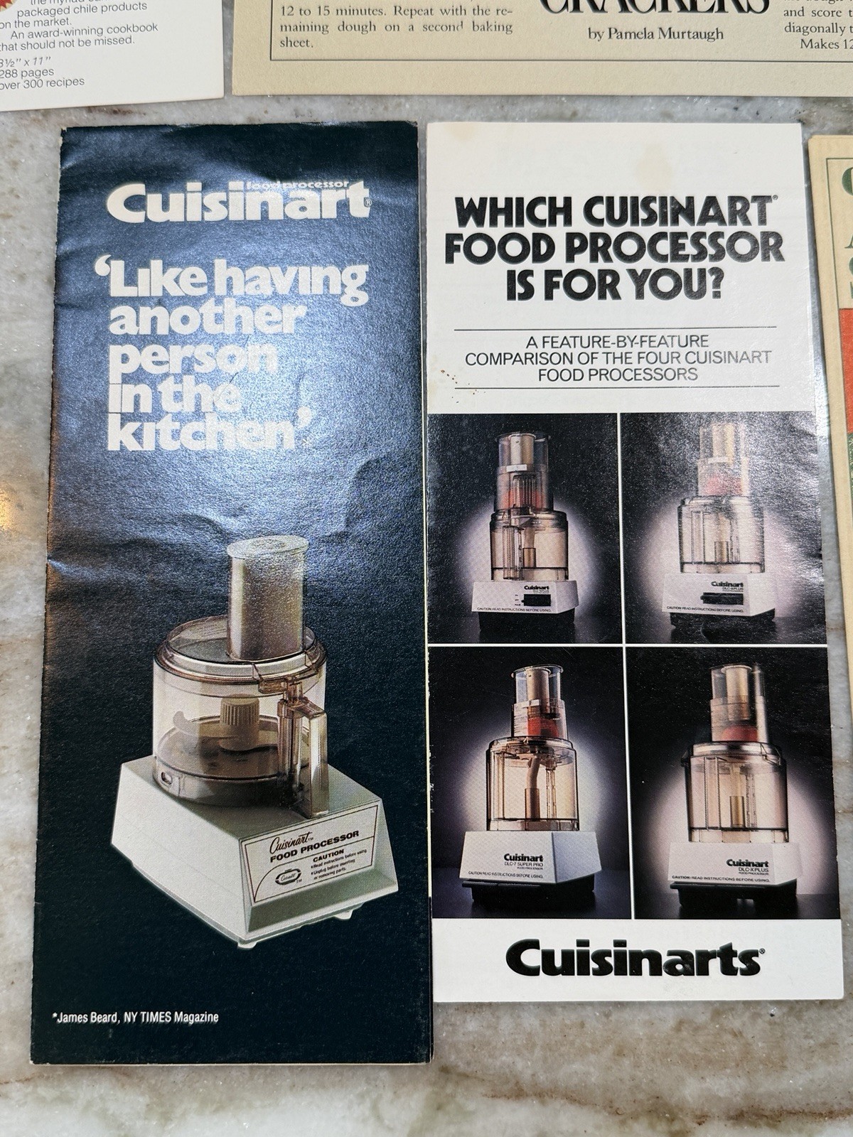 Vtg Cuisinart Food Processor DLC-7e Manual Recipes (Paperwork Only)Receipt 1986