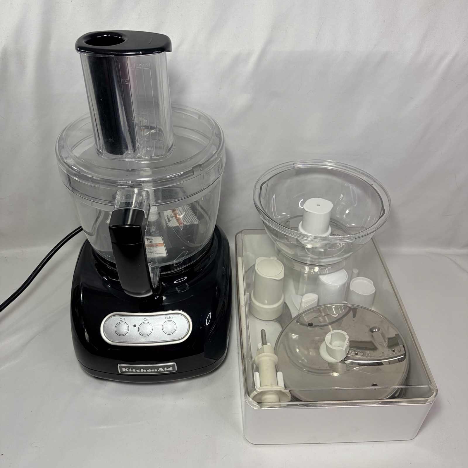 KITCHENAID 12 Cup Black Ultra Food Processor KFPW760QER1 with Accessory Set EUC