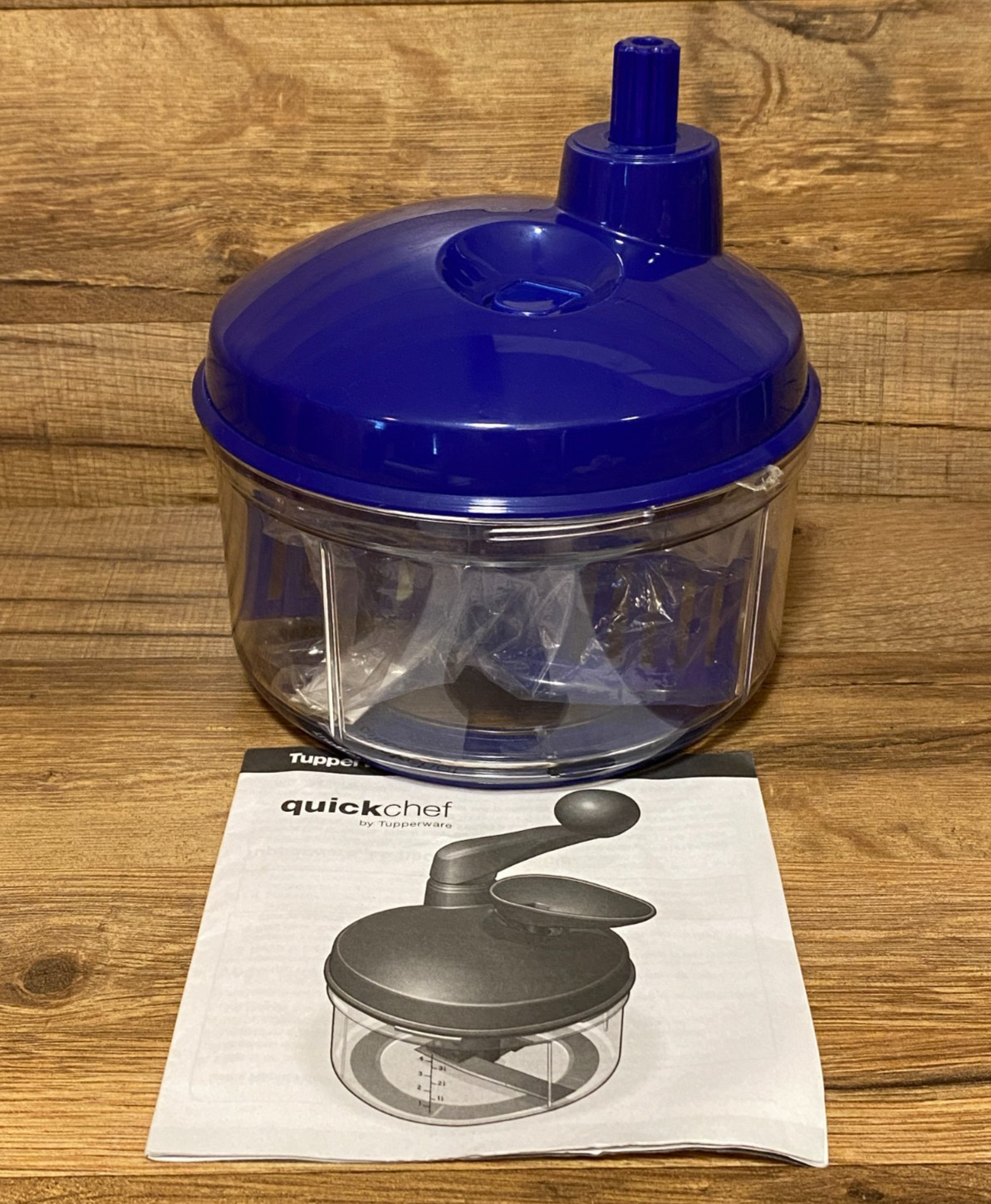 NEW – TUPPERWARE 4 CUP QUICK CHEF MANUAL FOOD PROCESSOR CHOP MIX BLEND – BLUE