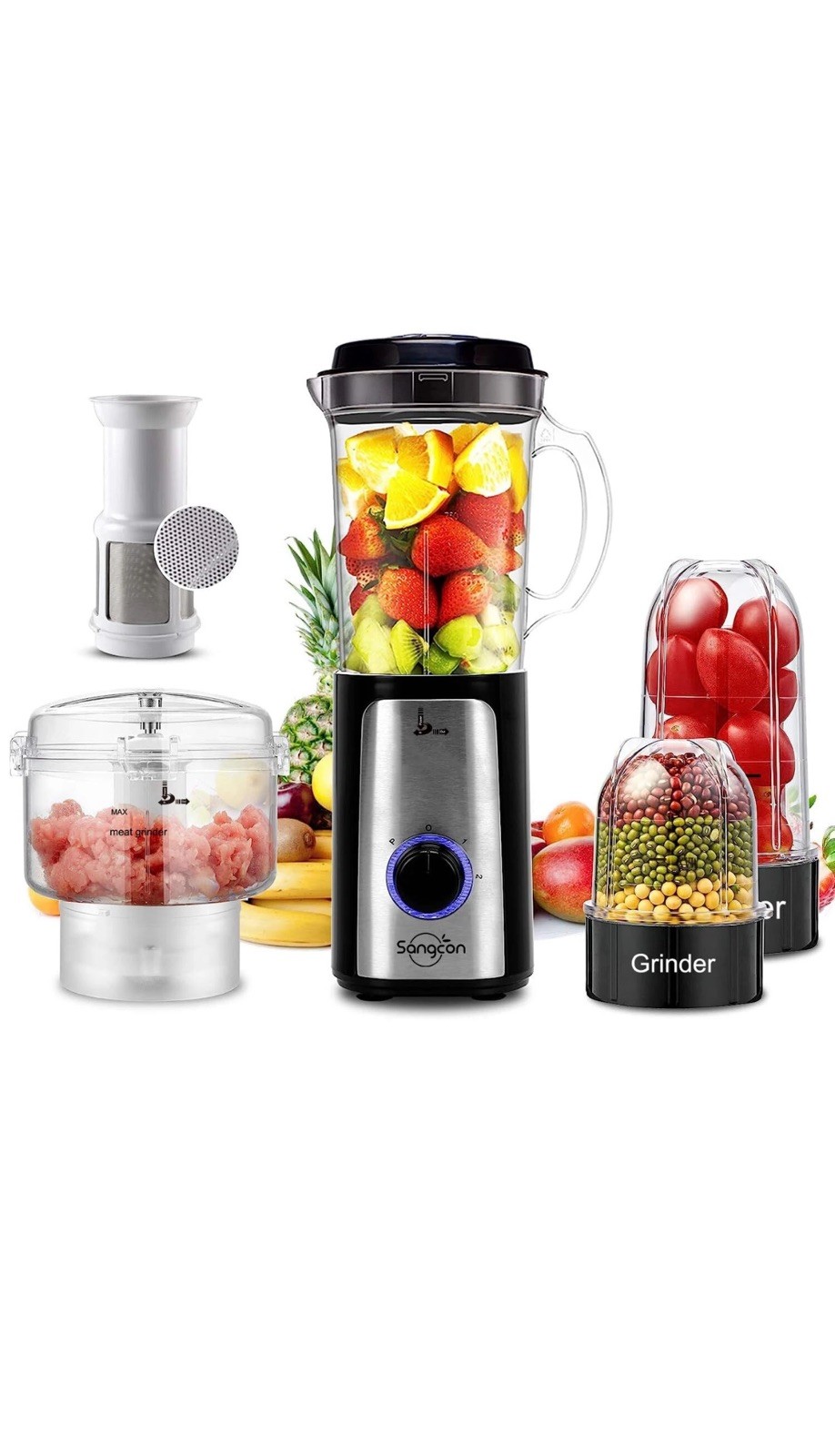 SANGCON 5 in 1 Blender and Food Processor Combo for Kitchen Small Electric F