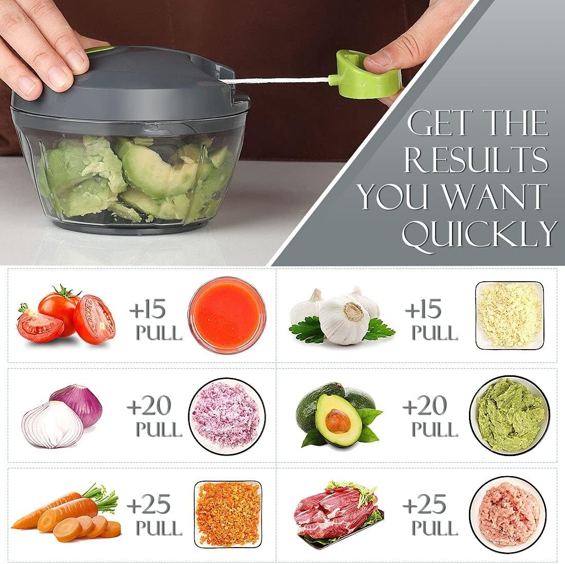 Manual Vegetable Chopper with Stainless Steel Blades – Compact & Dishwasher Safe