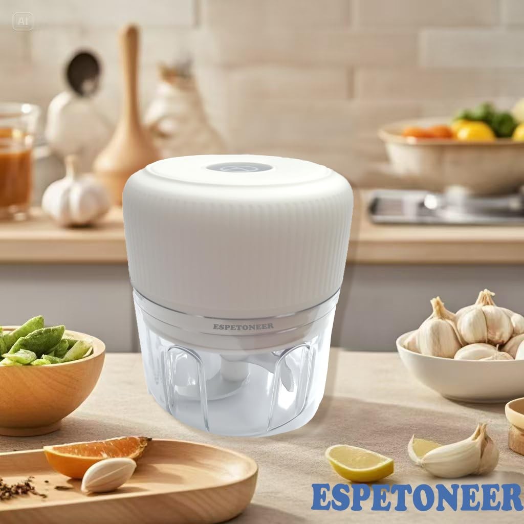 Garlic Chopper, Cordless USB Chargeable Mini Food Processors 250ML (White)