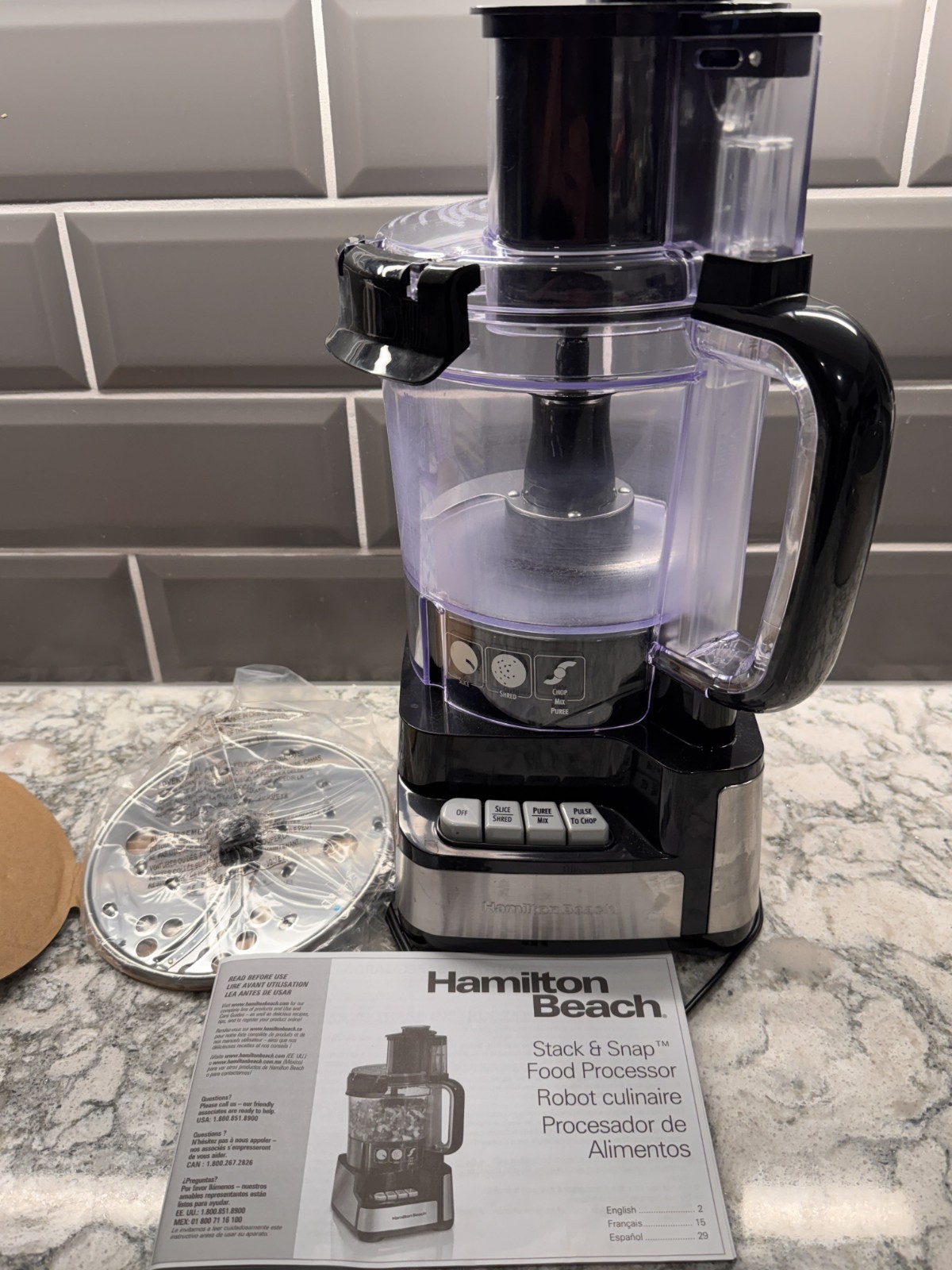 Hamilton Beach Stack & Snap Food Processor – In Box – Model 70725