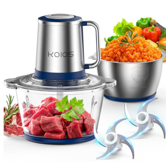 KOIOS Electric Food Processor, 2-Speed Food Chopper Meat Grinder with 8Cup Stai