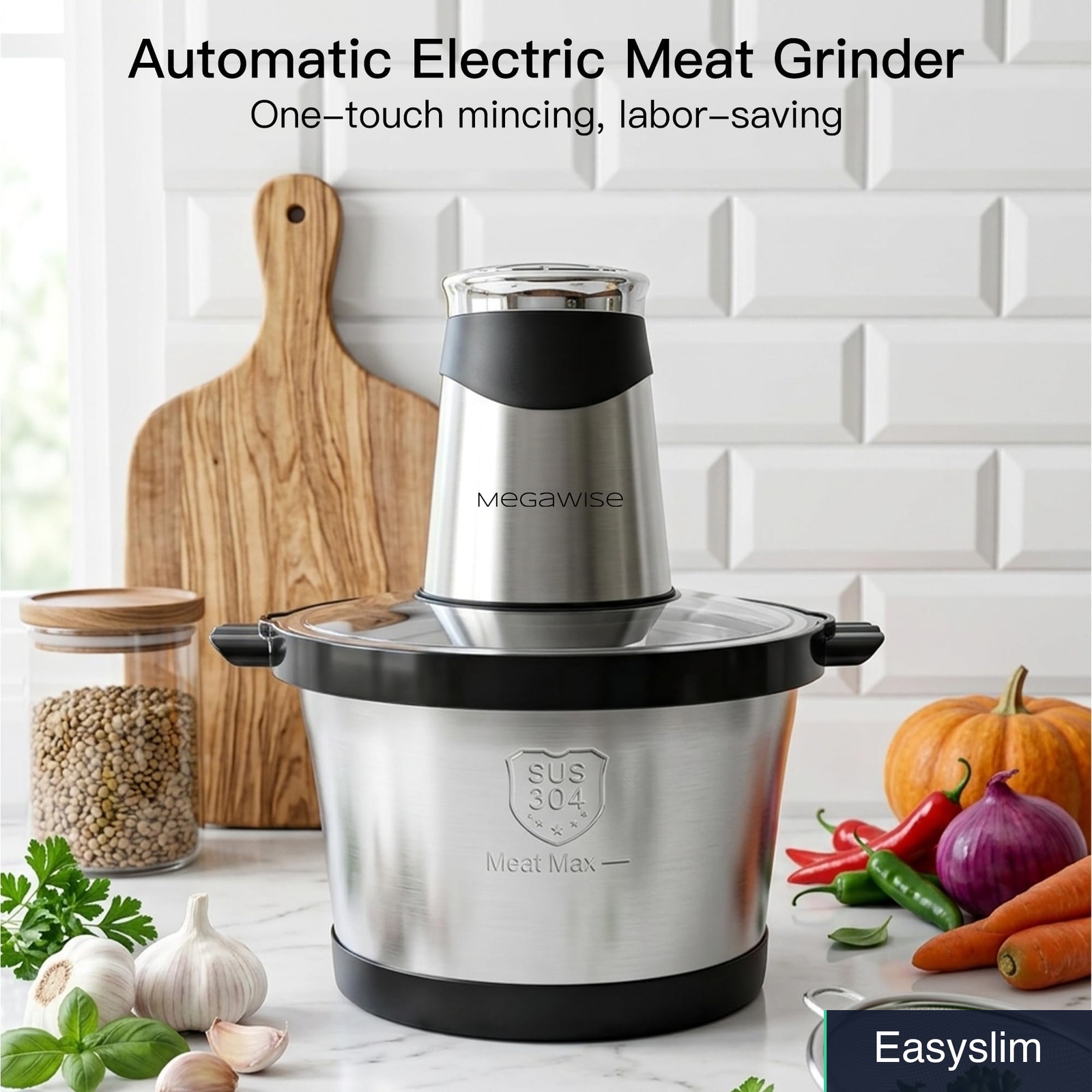 Food Processor 1000W Electric Meat Grinder 6L Stainless Steel Bowl