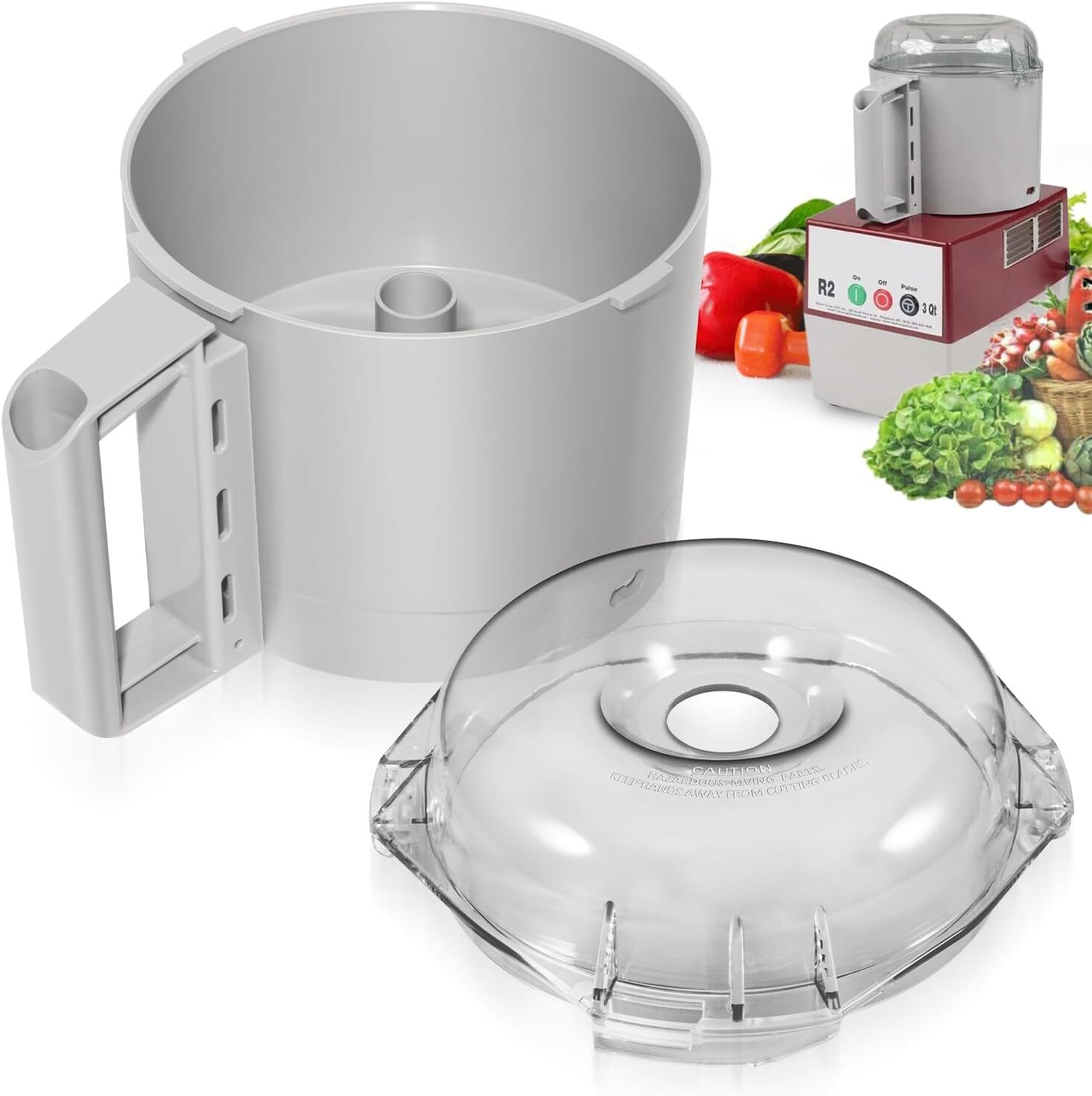 Cutter Bowl & Lid, 112204S 106458S for Robot Coupe R2 3L Gb, R2 DICE, R2B, R2N
