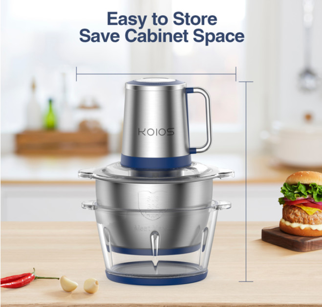 KOIOS Electric Food Processor, 2-Speed Food Chopper Meat Grinder with 8Cup Stai
