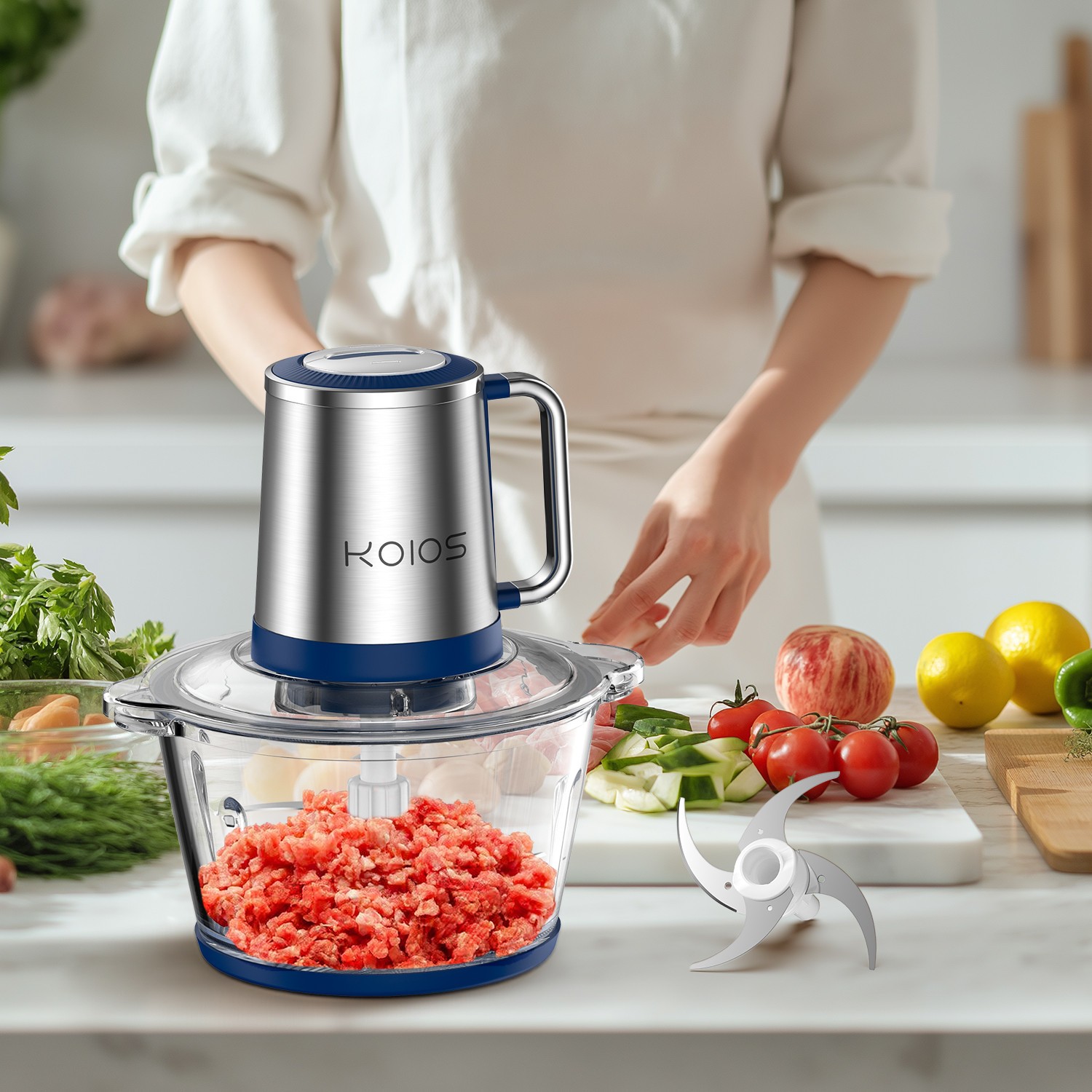 2L Electric Meat Grinder Food Processor Fruits Blender Veg Chopper Sausage Maker