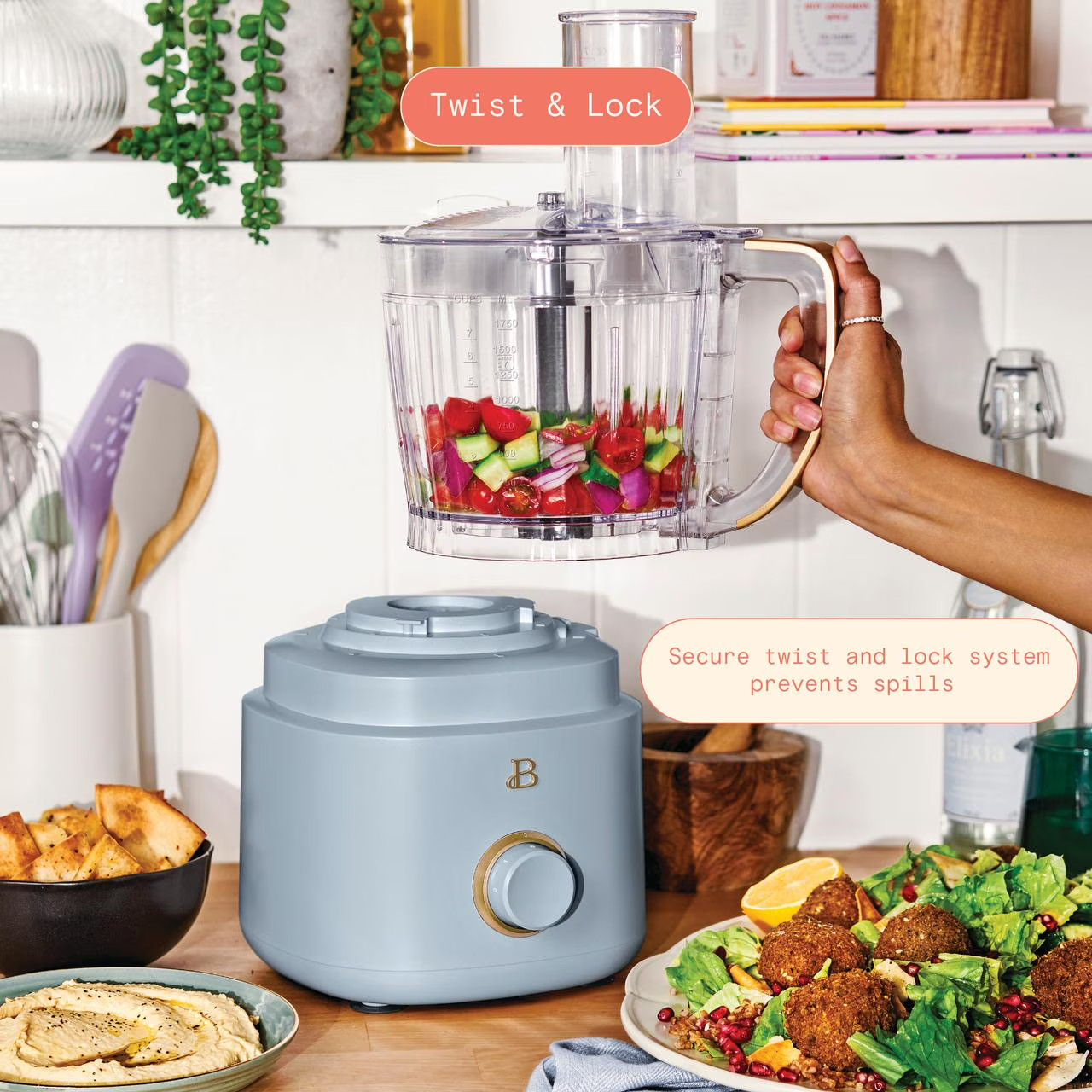 FREE SHIPPING! Beautiful 10-Cup Food Processor with Accessories, Cornflower Blue